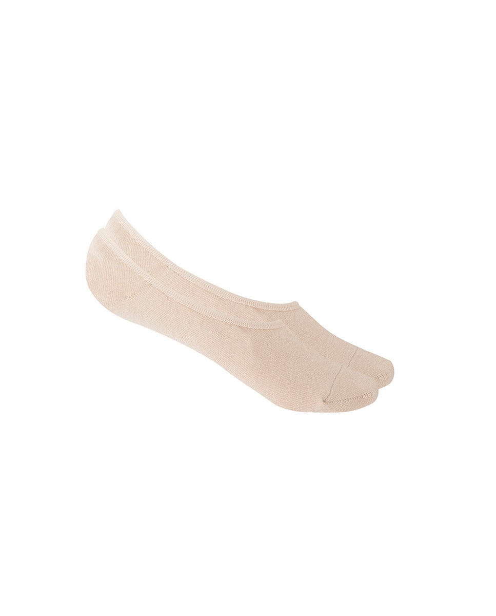 Pack de 2 pares pinkies de mujer de algodón invisibles - Punto Blanco - Beige Beige-1