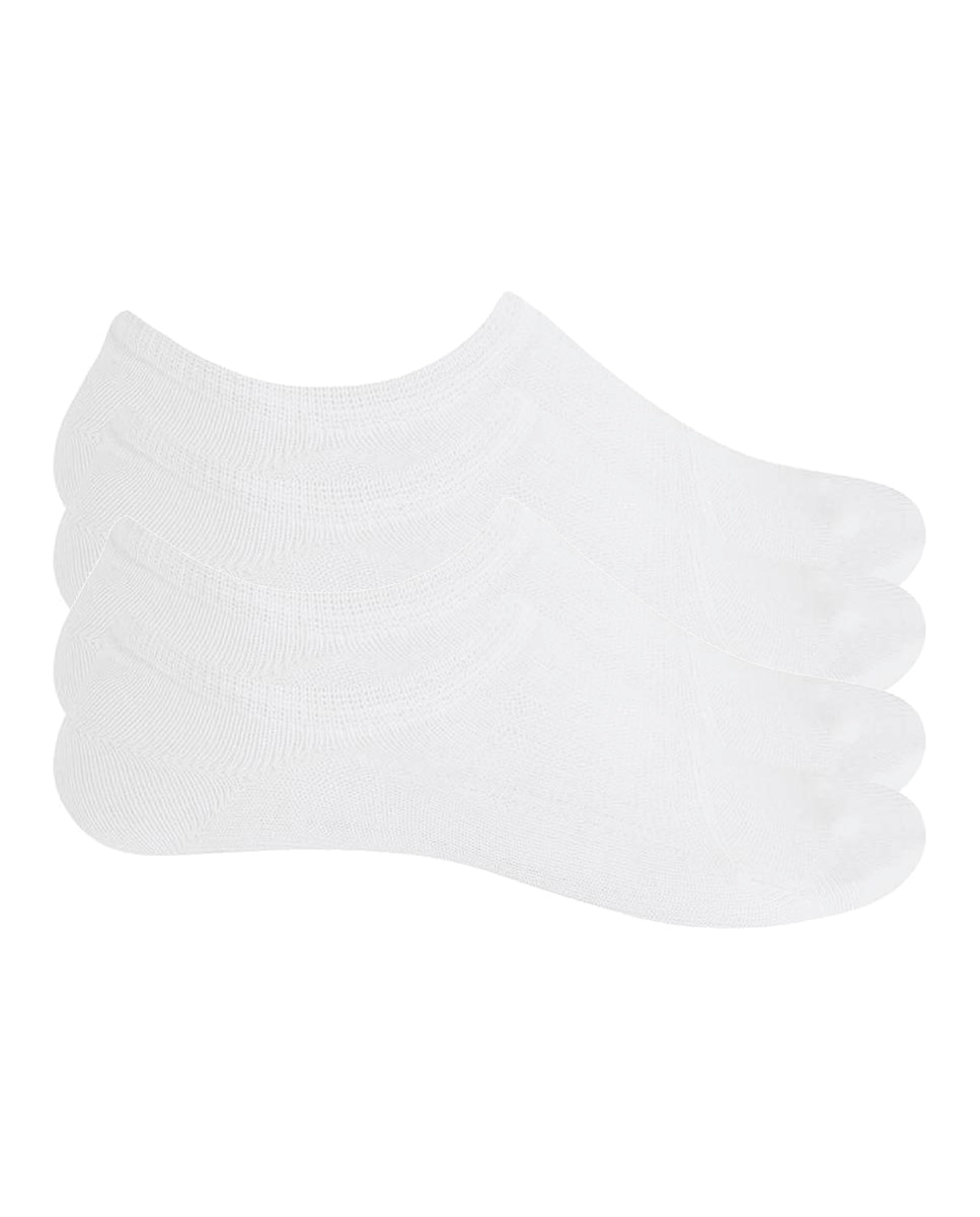 Pack de 4 pares de pinkies de mujer de algodón invisibles - Punto Blanco - Blanco Blanco-1