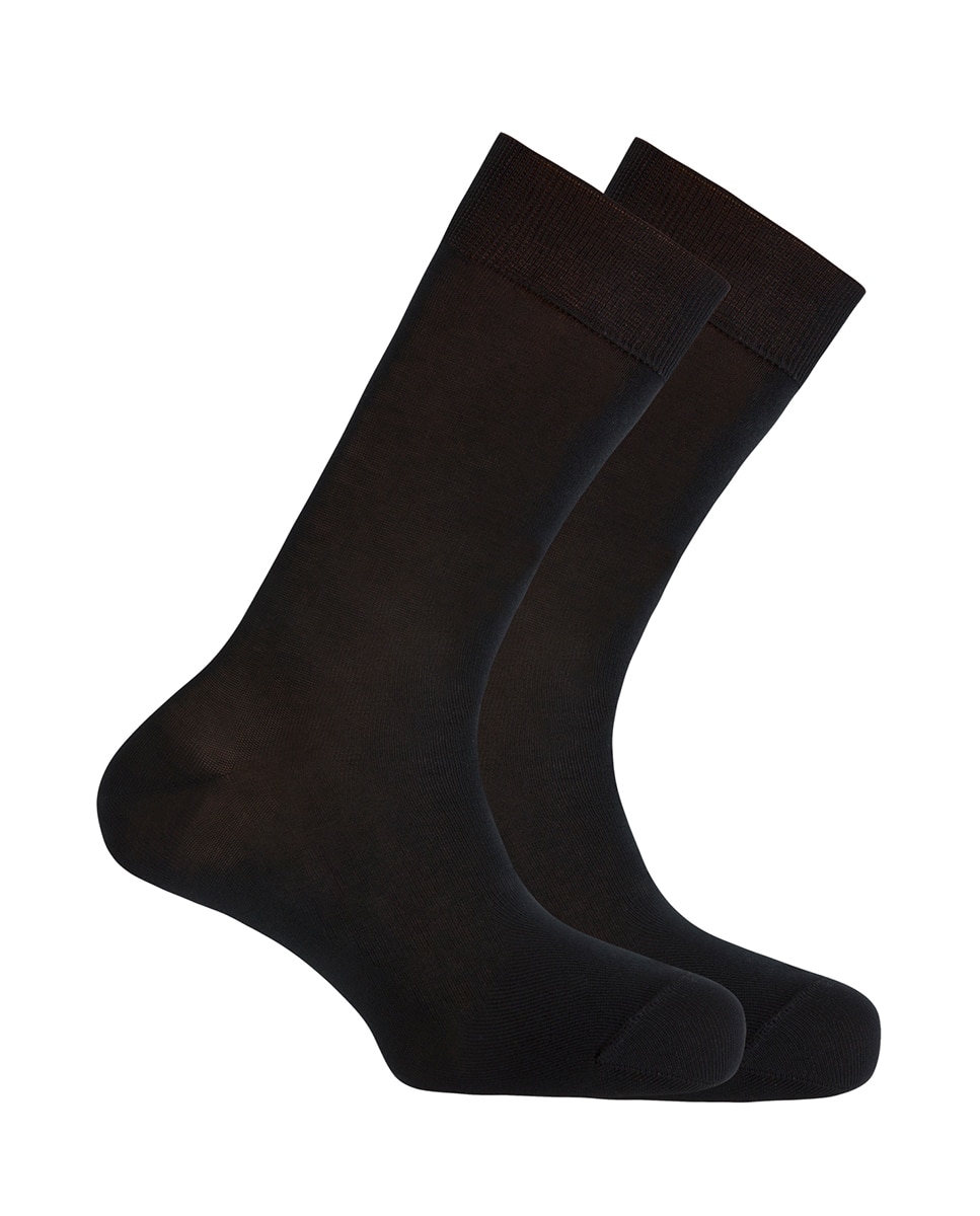 Imagen 1 de Pack de 2 pares de calcetines cortos de algodón mercerizado de hombre lisos - Negro Negro