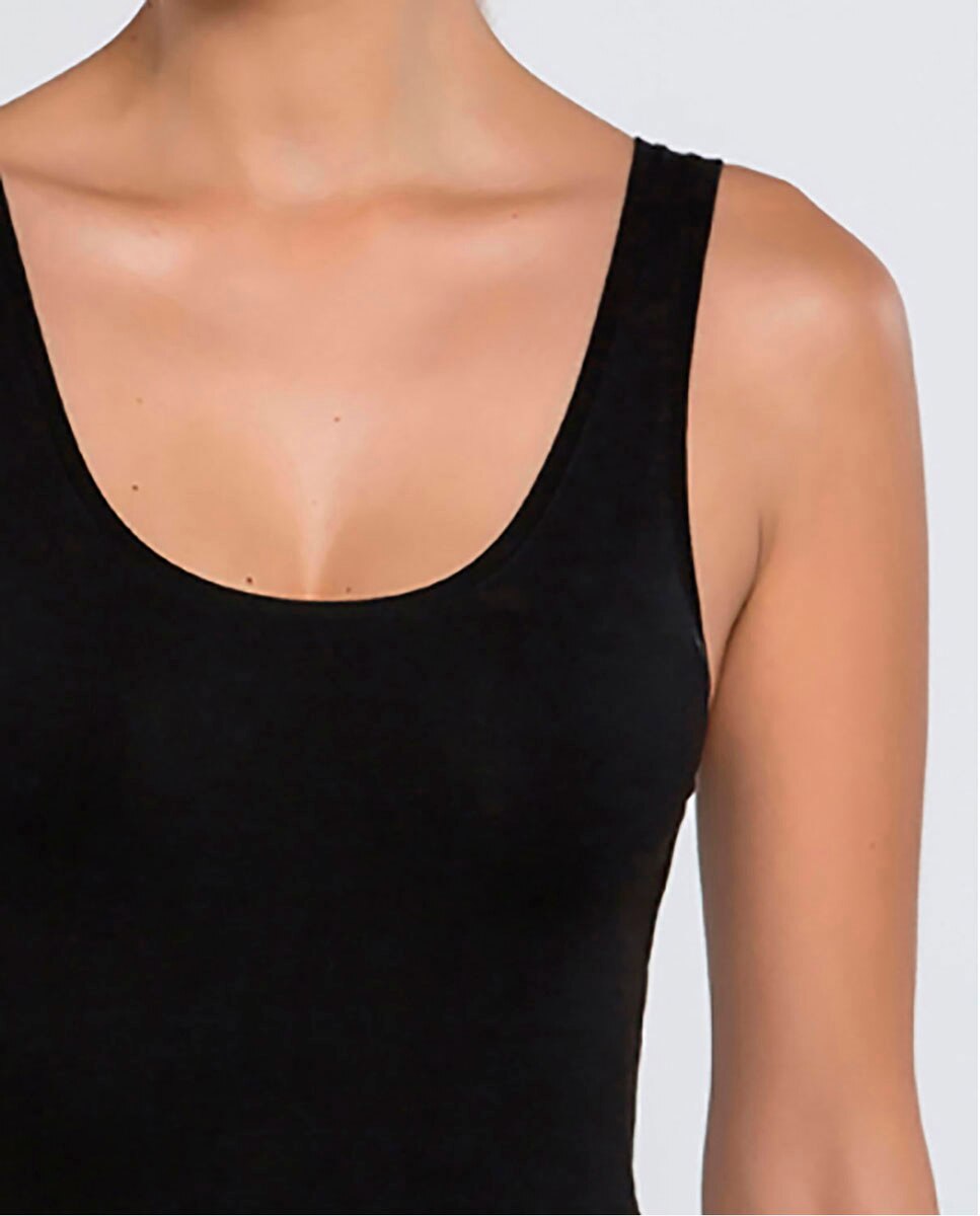 Body camiseta de algodón de tirantes - Punto Blanco - Negro Negro-3