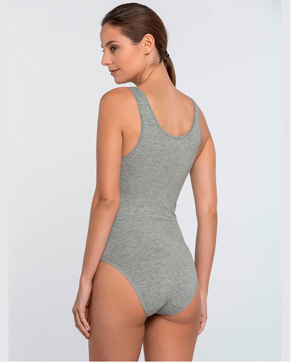 Body camiseta de algodón de tirantes - Punto Blanco - Gris Gris-2