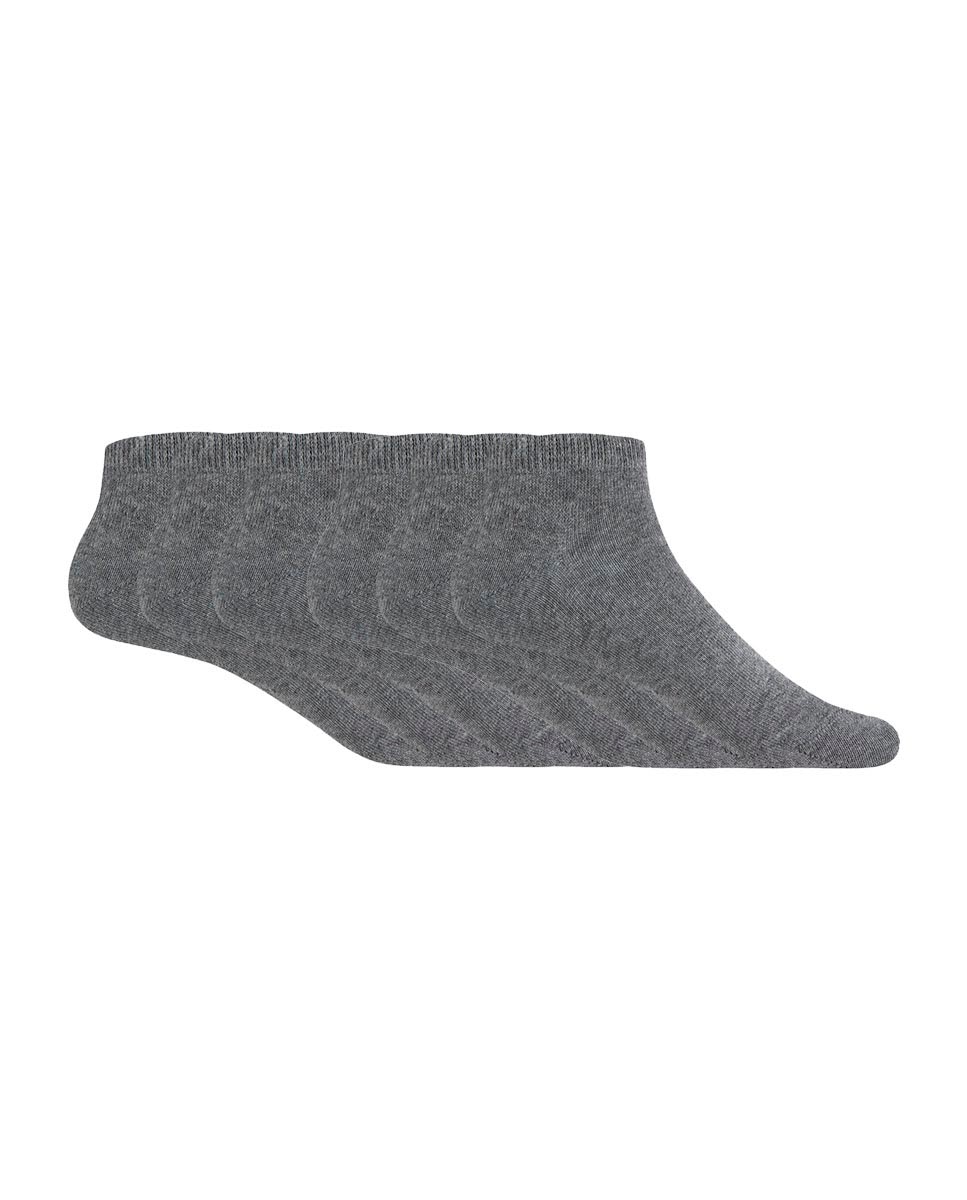 Pack de 6 pares de calcetines de mujer de algodón Basix liso - Punto Blanco - Gris Gris-1