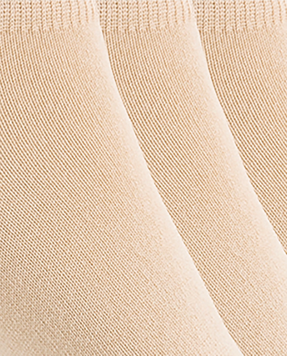 Pack de 6 pares de calcetines de mujer de algodón Basix liso - Punto Blanco - Beige Beige-2