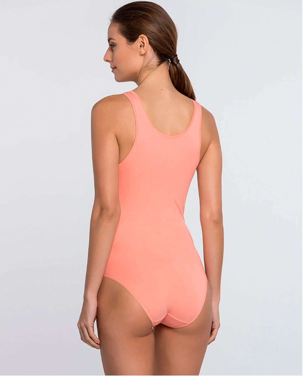 Body camiseta de algodón de tirantes - Punto Blanco - Salmón Salmón-2