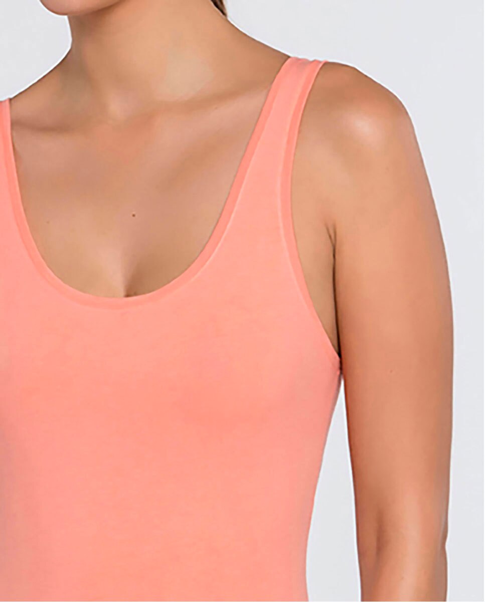 Body camiseta de algodón de tirantes - Punto Blanco - Salmón Salmón-3