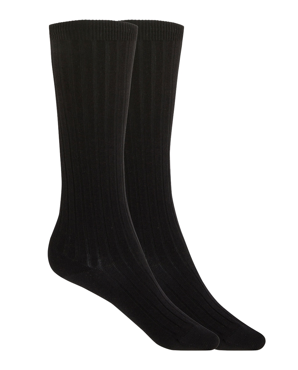 Imagen 0 de Pack de 2 pares de calcetines de bebé de algodón de canalé Negro