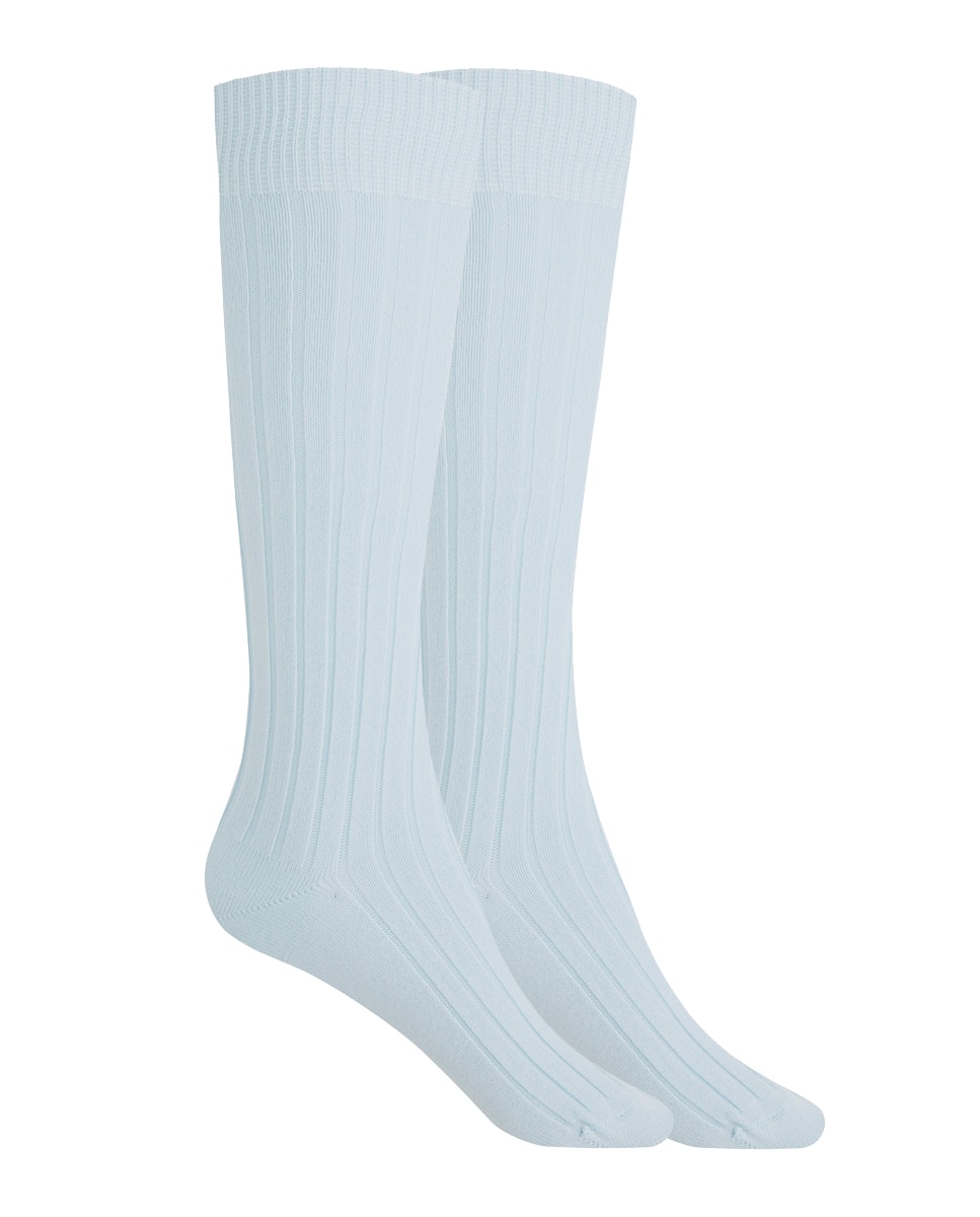 Pack de 2 pares de calcetines de bebé de algodón de canalé - Punto Blanco - Azul claro Azul claro-1