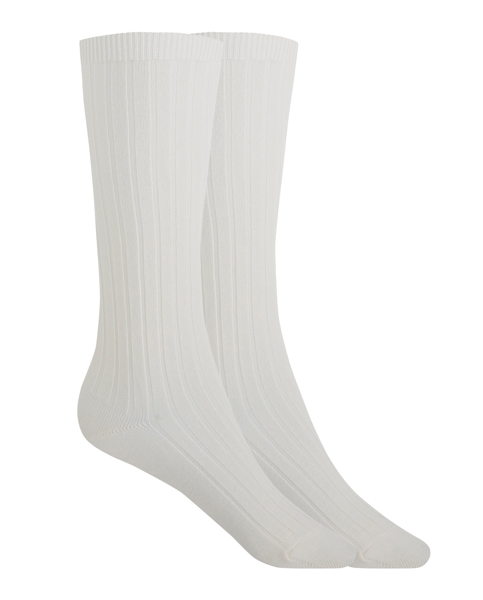 Pack de 2 pares de calcetines de bebé de algodón de canalé - Punto Blanco - Crudo Crudo-1