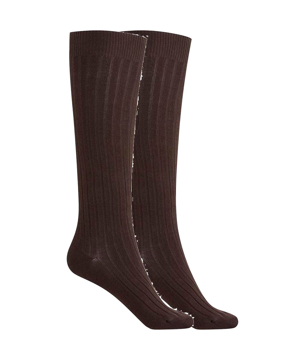 Imagen 1 de Pack de 2 pares de calcetines de algodón de canalé - Punto Blanco - Marrón oscuro Marrón oscuro