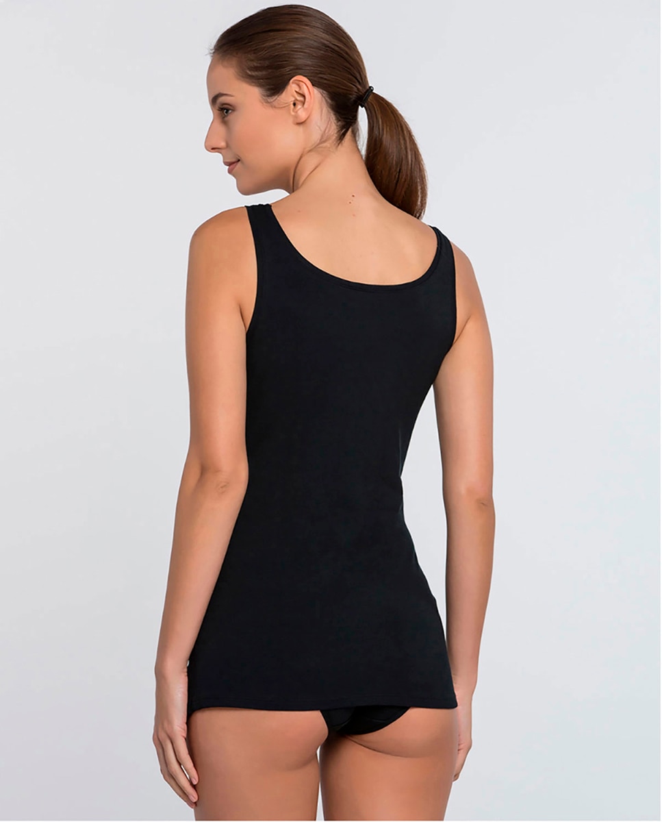 Camiseta sin mangas en algodón - Punto Blanco - Negro Negro-2