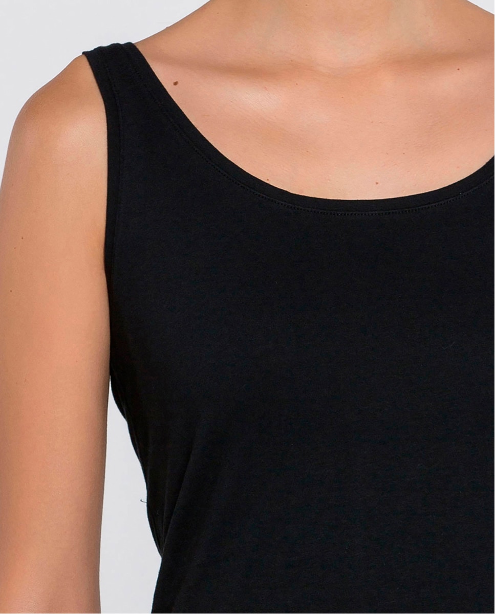 Camiseta sin mangas en algodón - Punto Blanco - Negro Negro-3