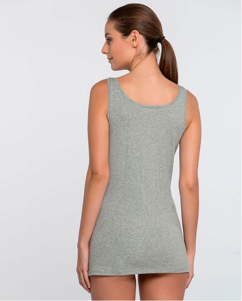 Camiseta sin mangas en algodón - Punto Blanco - Gris Gris-2