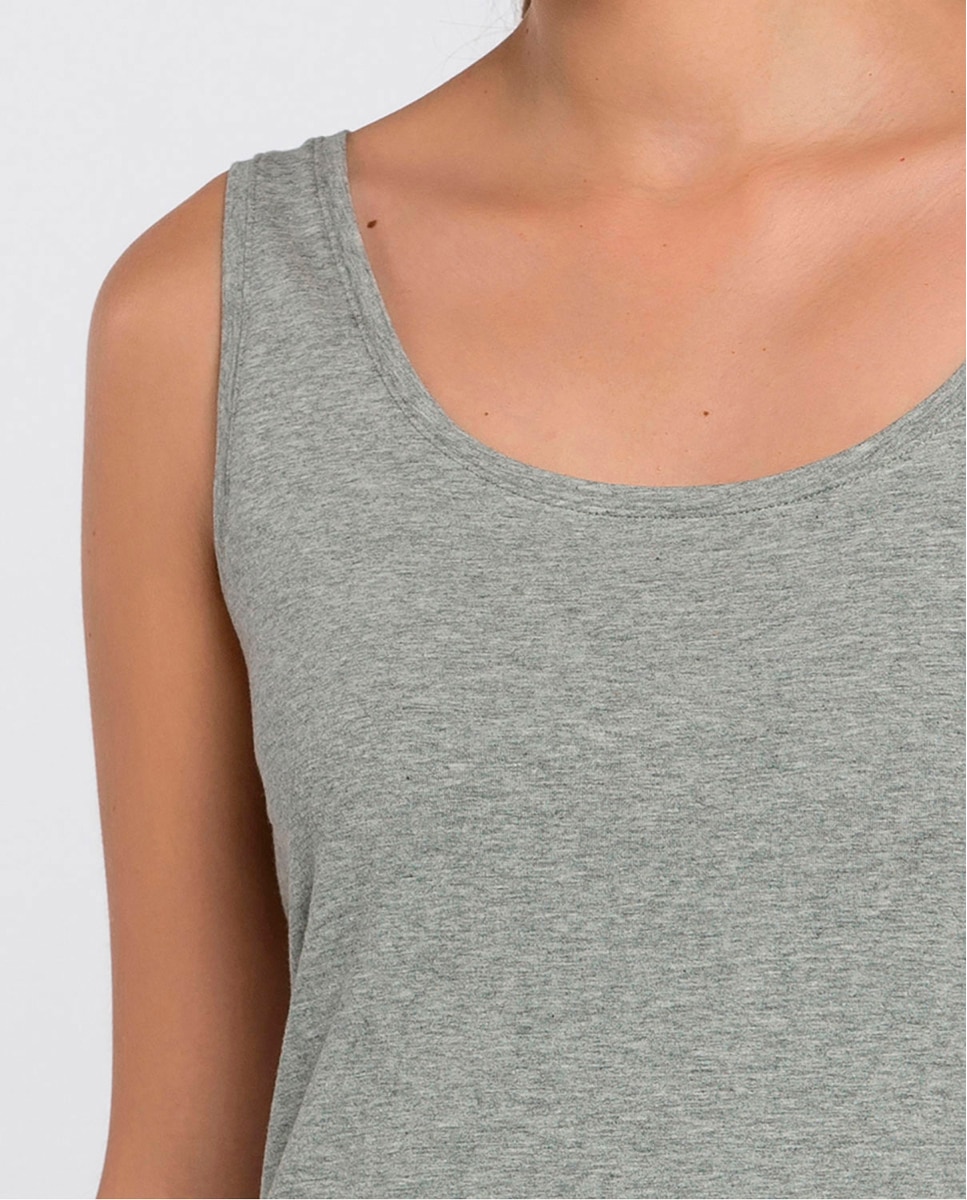 Camiseta sin mangas en algodón - Punto Blanco - Gris Gris-3