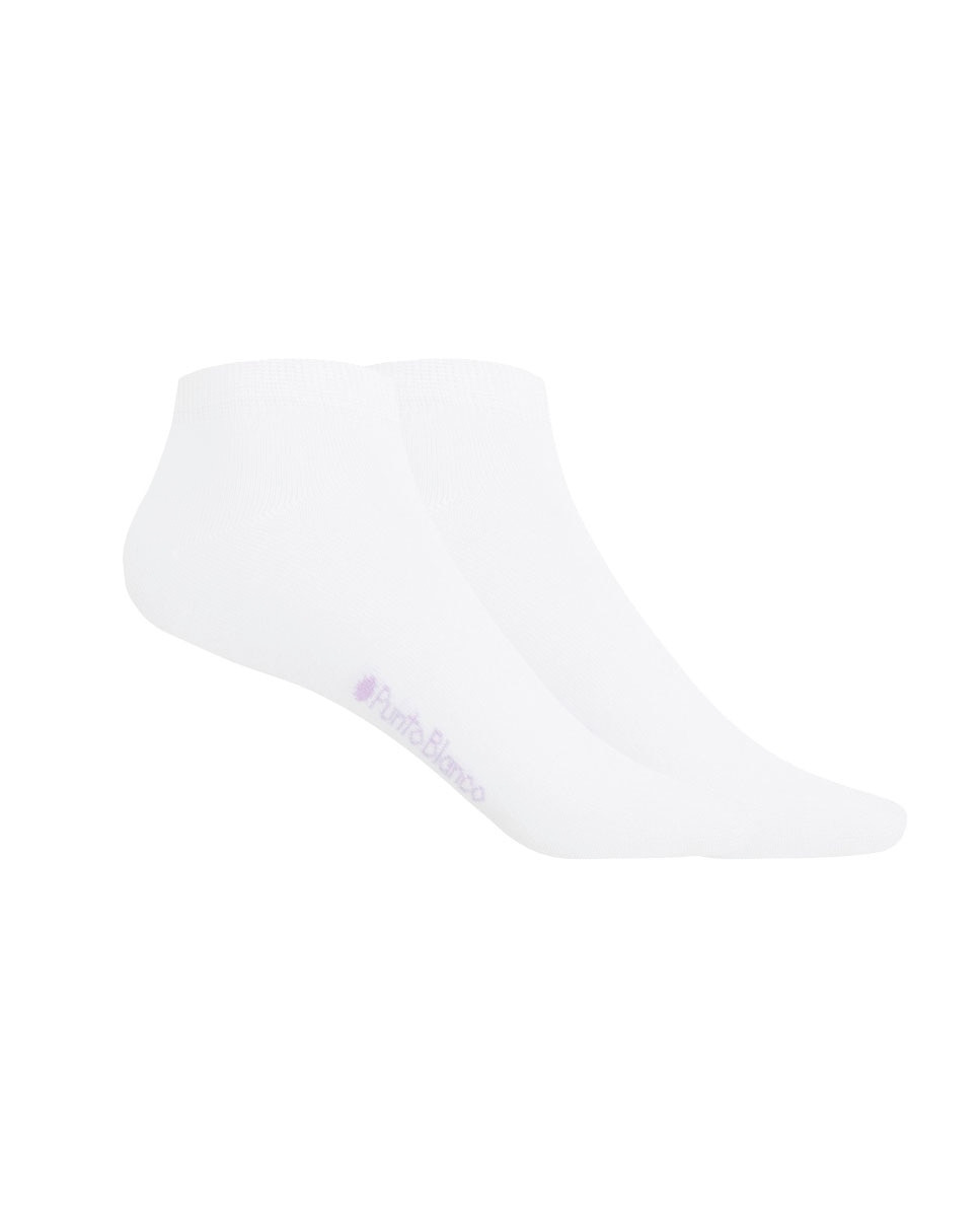 Pack de 2 pares de calcetines de mujer de algodón mercerizado lisos - Punto Blanco - Blanco Blanco-1