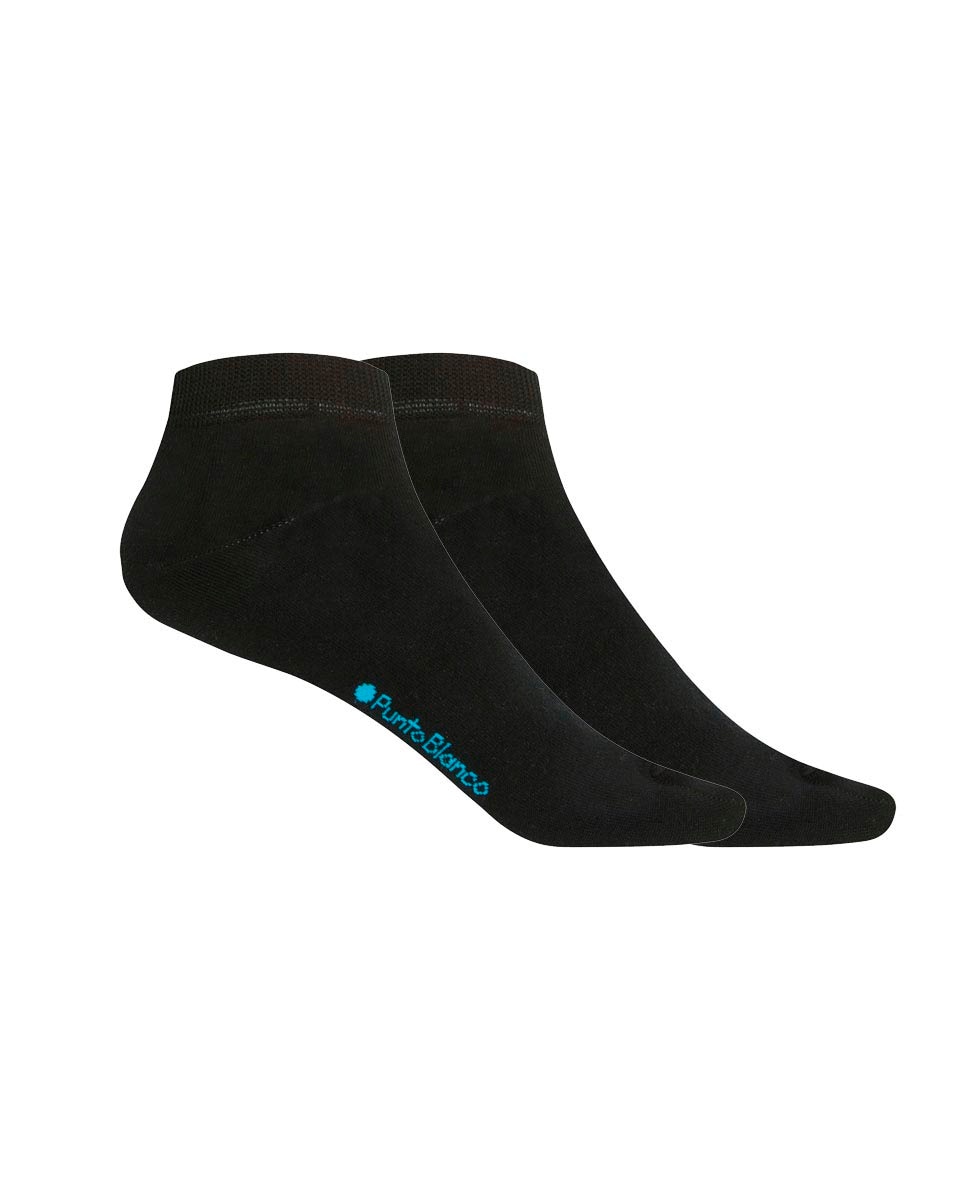 Pack de 2 pares de calcetines de mujer de algodón mercerizado lisos - Punto Blanco - Negro Negro-1