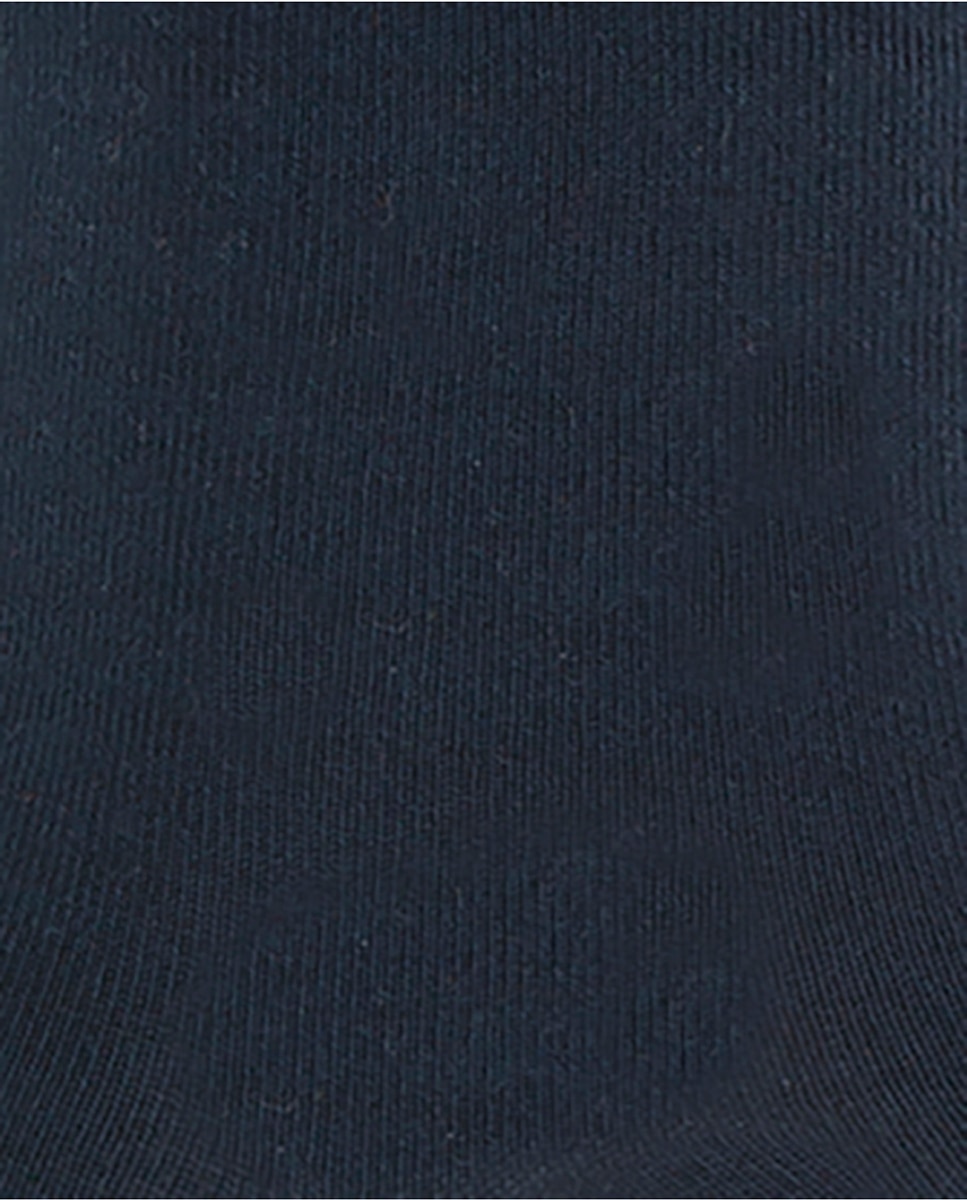 Pack de 3 pares de calcetines de mujer de algodón mercerizado lisos con puño roulé - Punto Blanco - Azul marino Azul marino-2