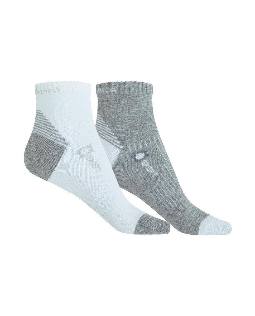 Pack de 2 pares de calcetines de mujer deportivos semilisos - Punto Blanco - Blanco / Gris Blanco / Gris-1