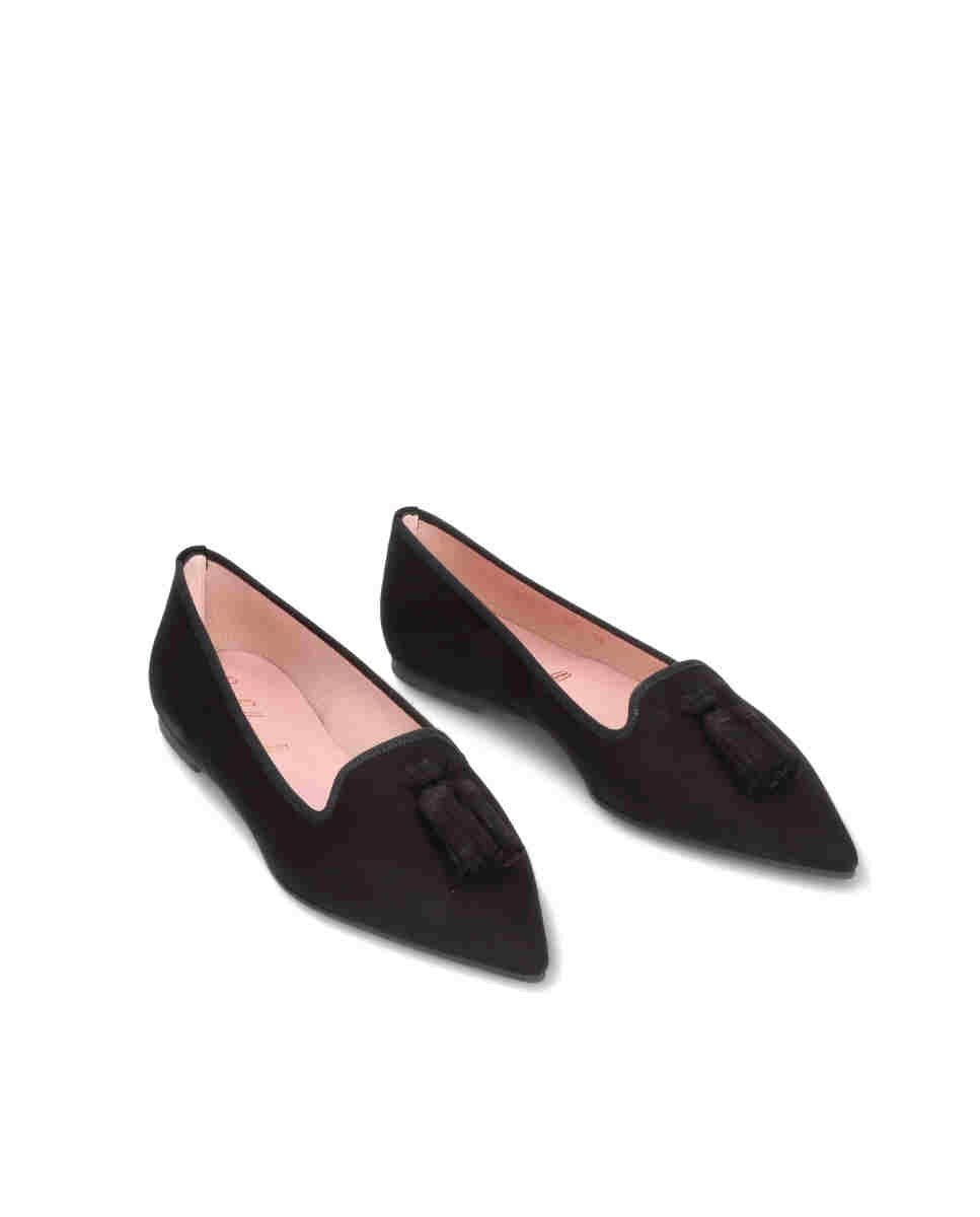 Slippers de mujer en ante color - Pretty Ballerinas - Negro Negro-3