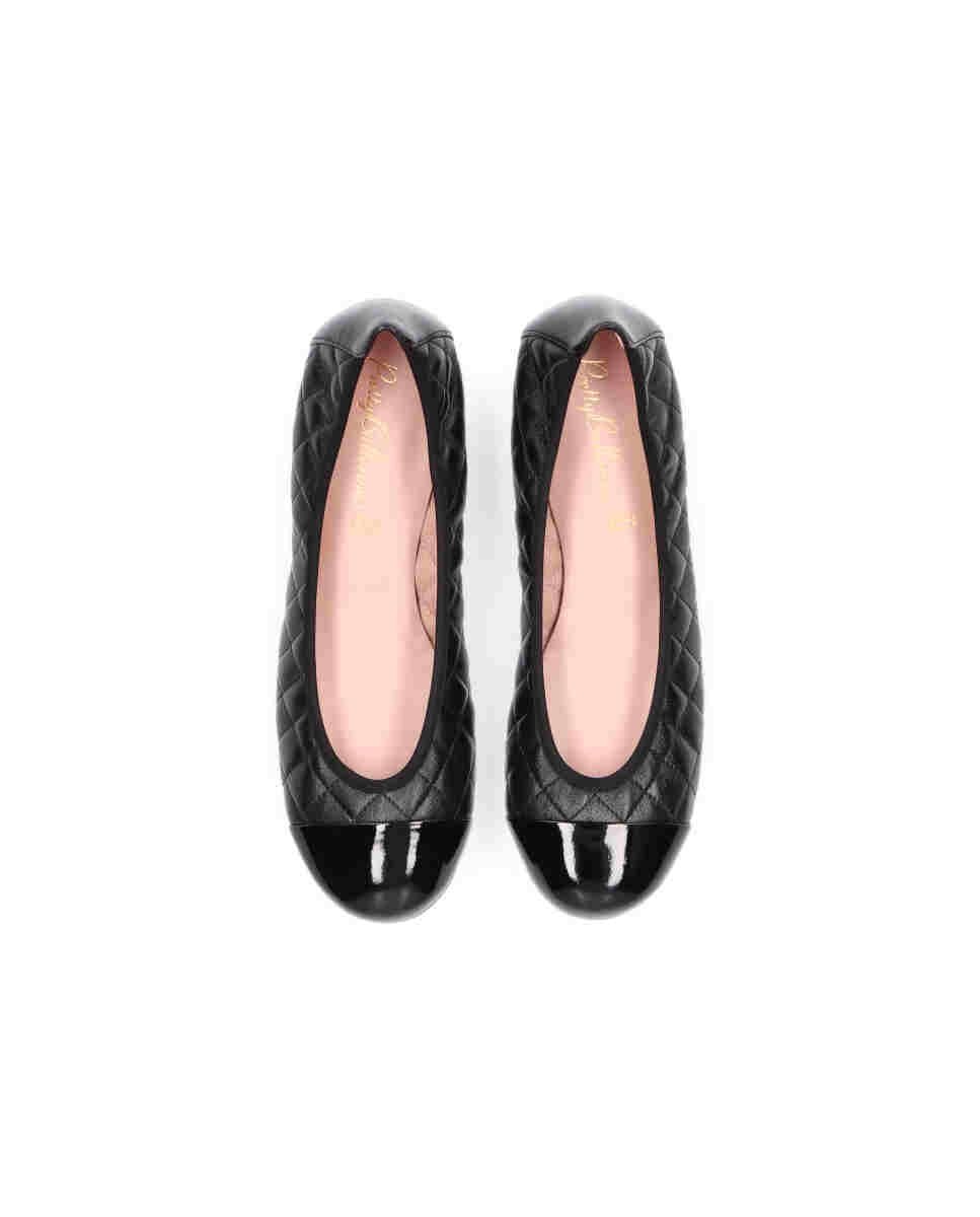 Bailarinas planas shirley de mujer en napa acolchada y puntera de charol - Pretty Ballerinas - Negro Negro-2