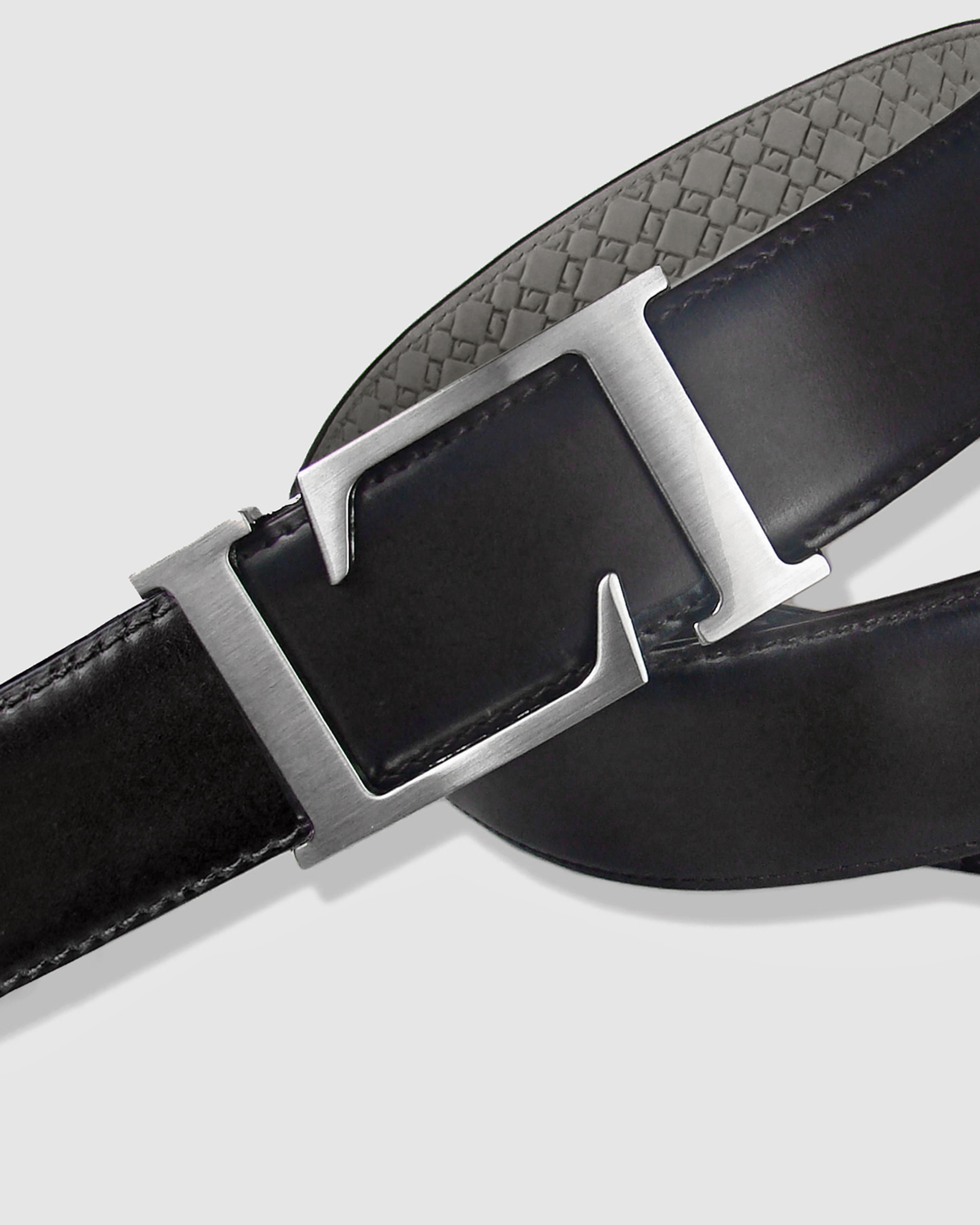 Cinturón Hombre LEYVA Piel Tintada a Mano con Hebilla Logo - Negro Negro-2