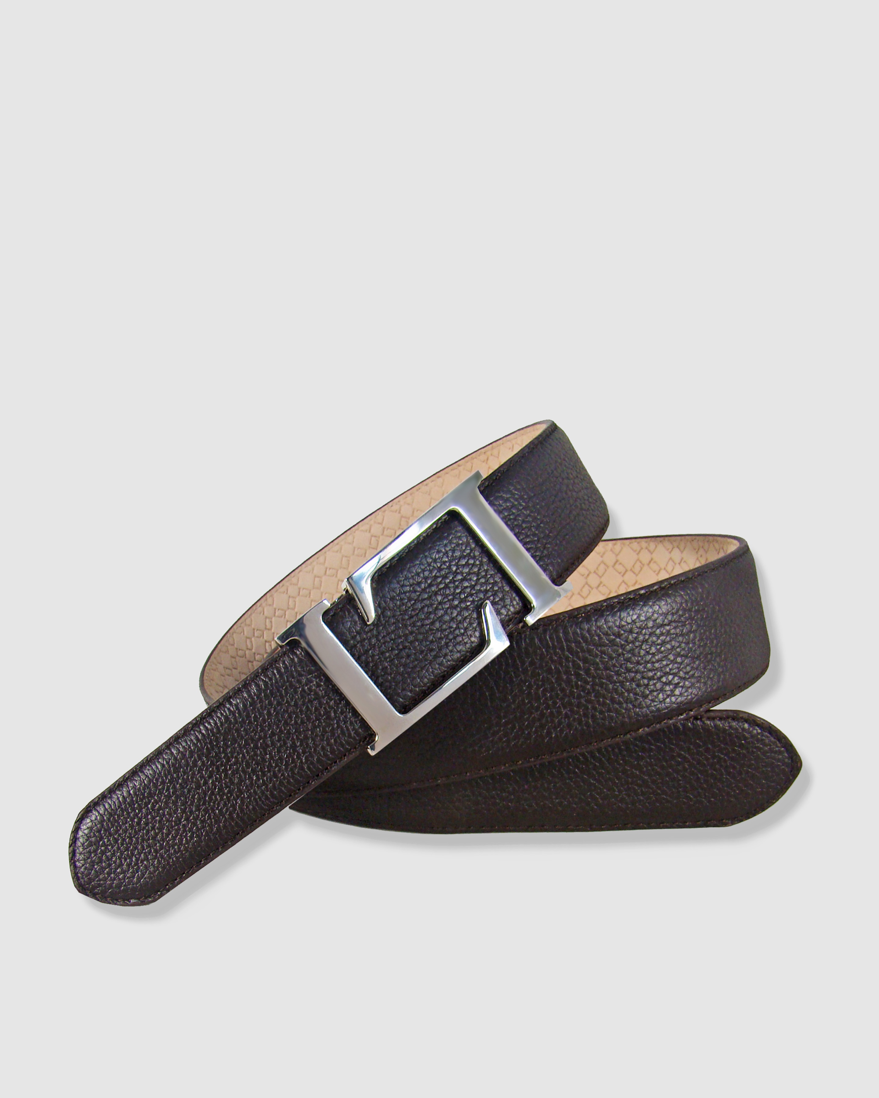 Cinturón hombre leyva piel crispada con hebilla logo - Marrón oscuro Marrón oscuro-1