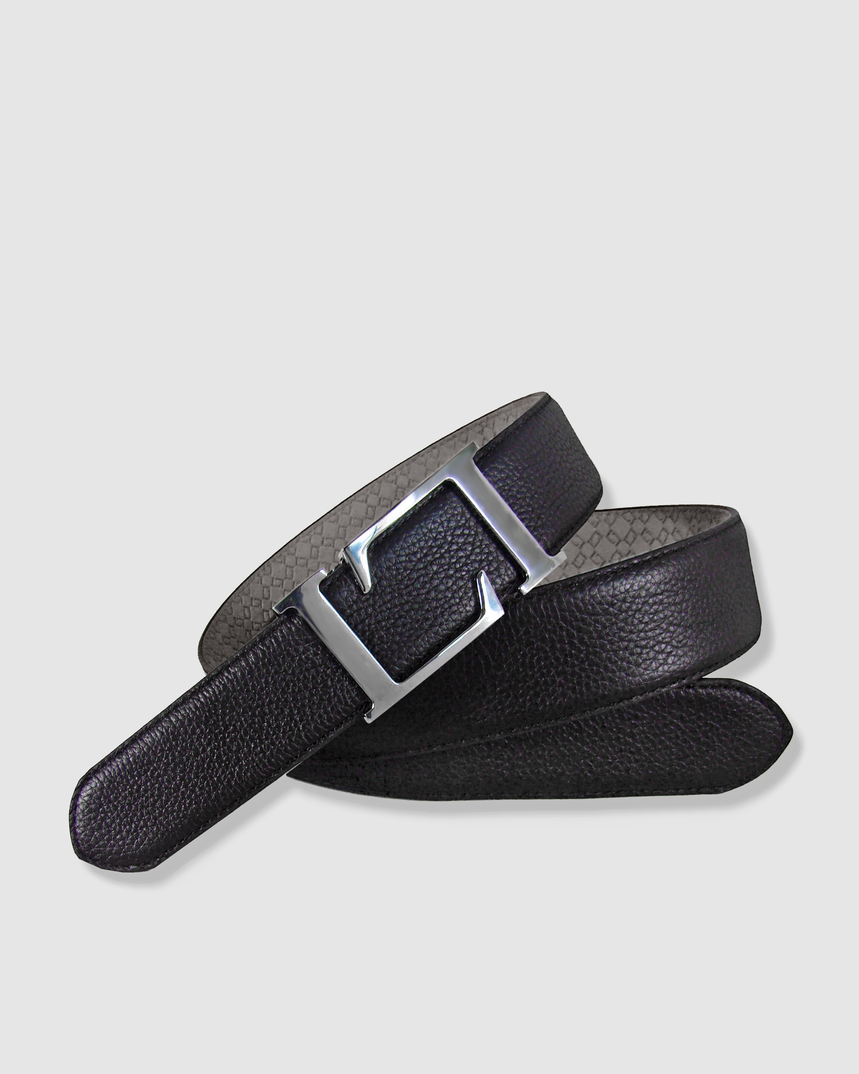 Cinturón hombre leyva piel crispada con hebilla logo - Negro Negro-1