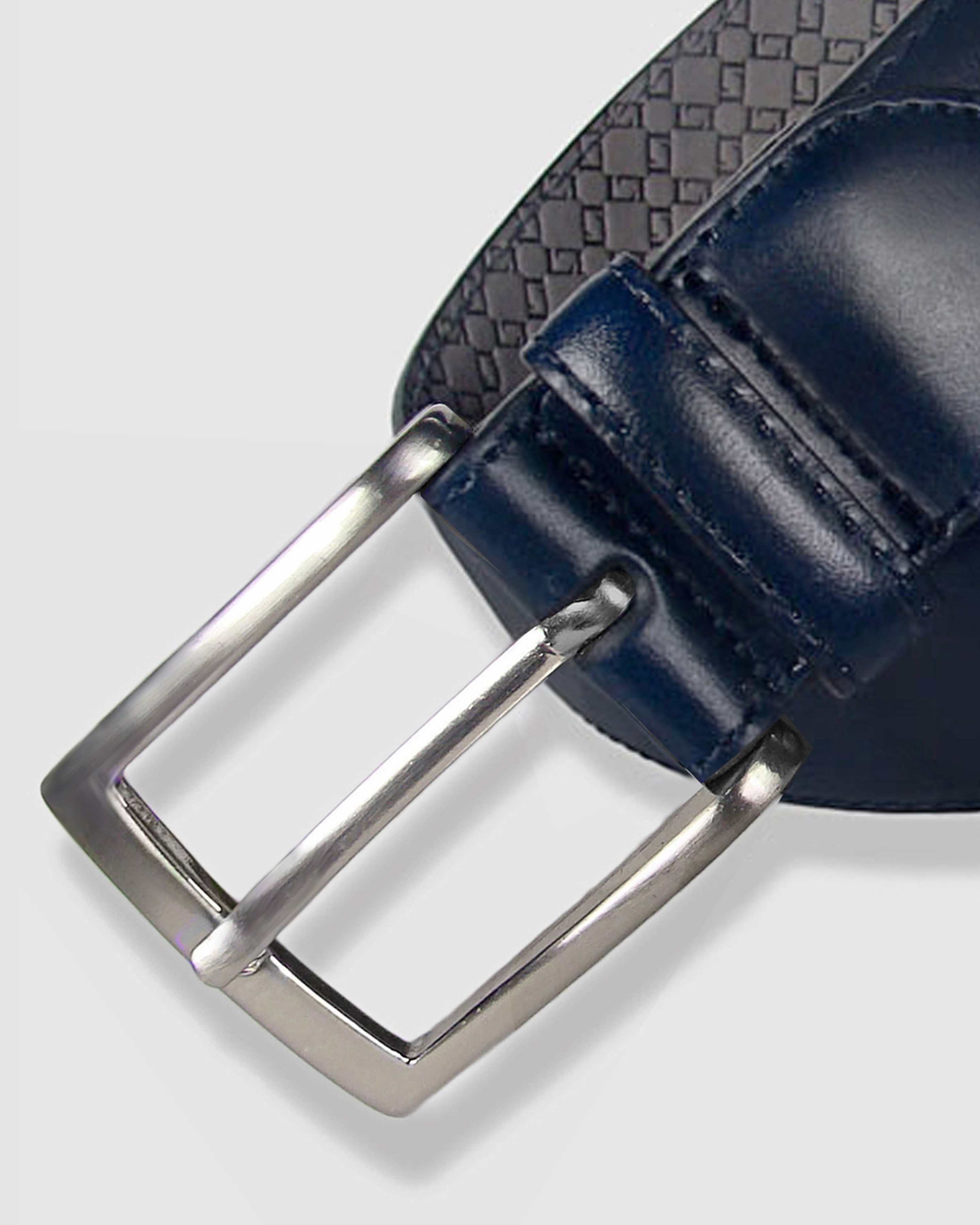 Cinturón Hombre LEYVA Piel de Vaquetilla con Hebilla Clásica - Azul marino Azul marino-2