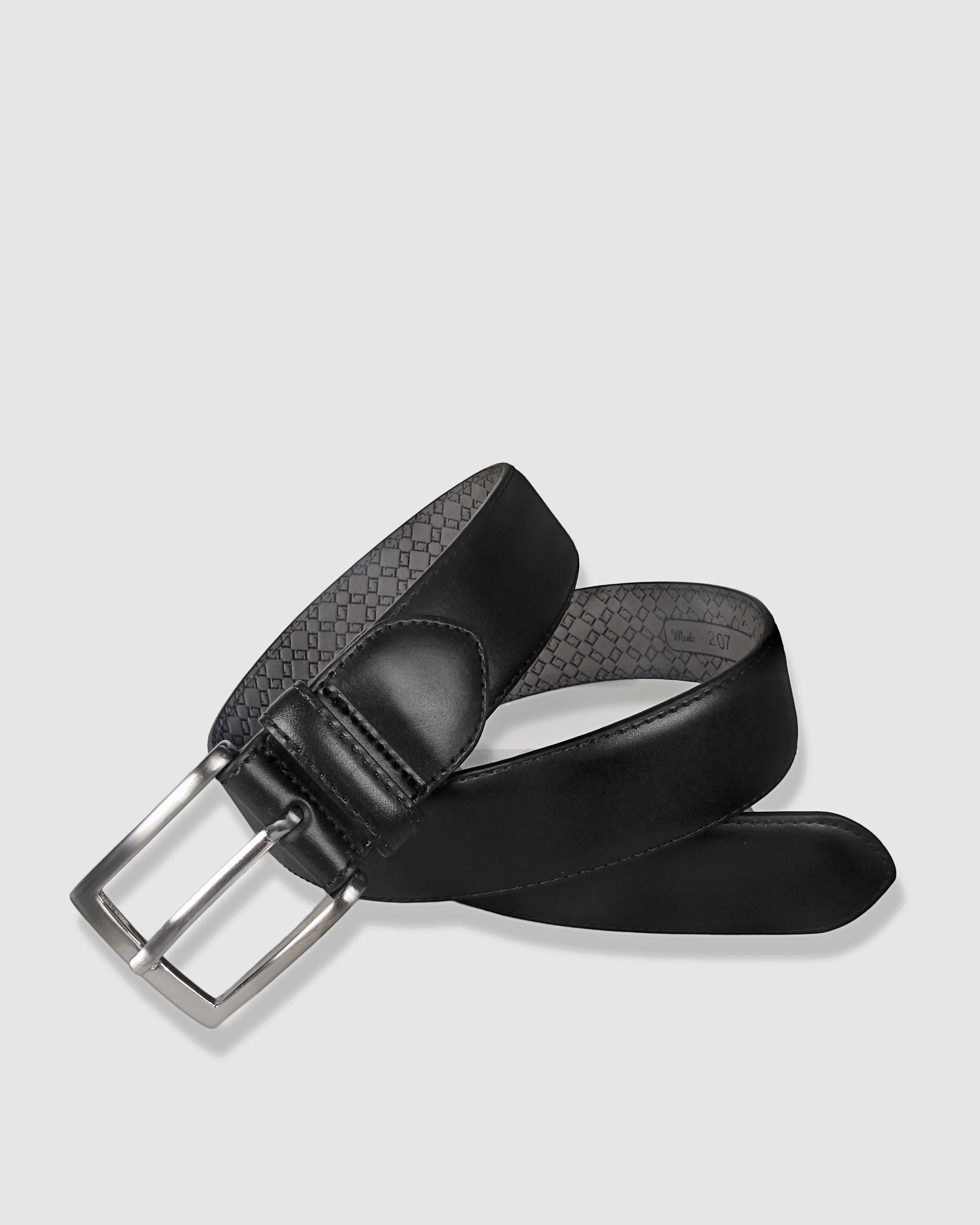 Cinturón Hombre LEYVA Piel de Vaquetilla con Hebilla Clásica - Negro Negro-1