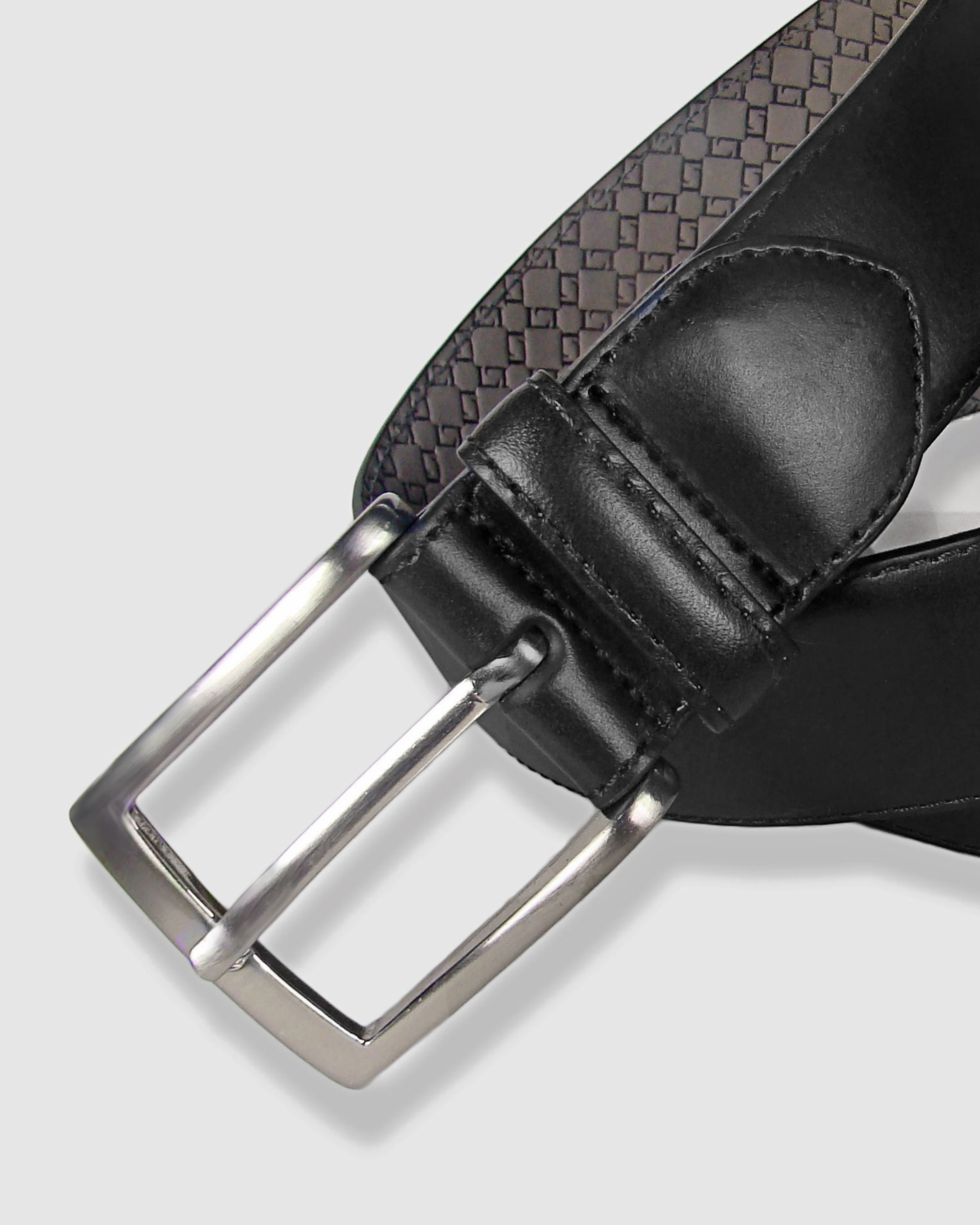 Cinturón Hombre LEYVA Piel de Vaquetilla con Hebilla Clásica - Negro Negro-2