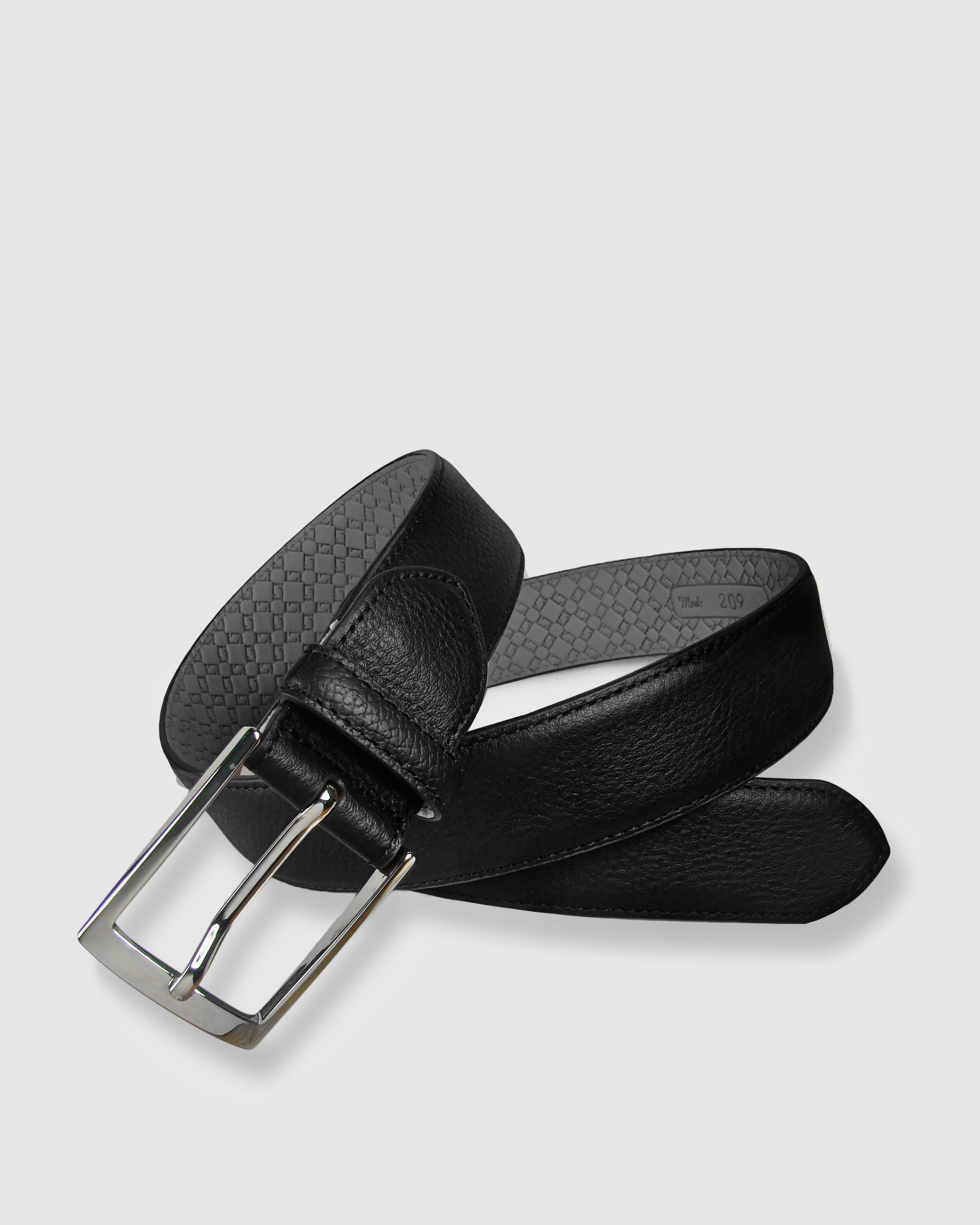 Cinturón hombre leyva piel crispada con hebilla clásica - Negro Negro-1