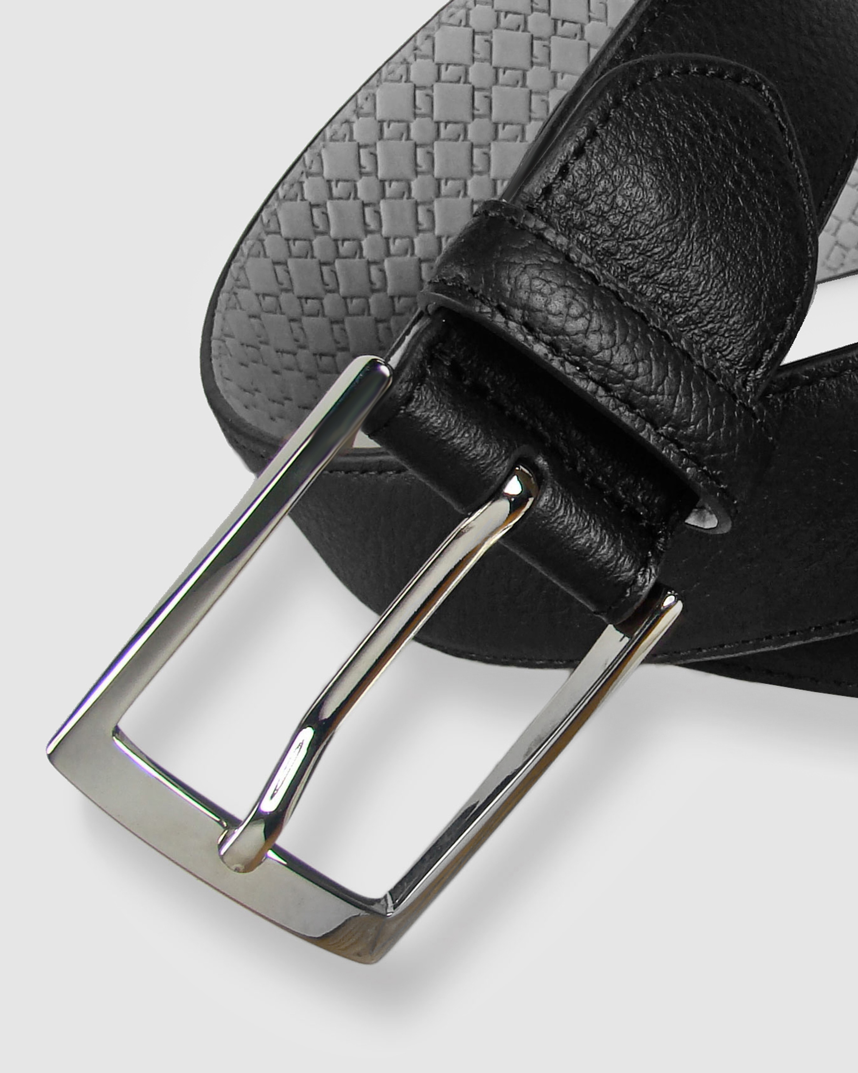 Cinturón hombre leyva piel crispada con hebilla clásica - Negro Negro-2
