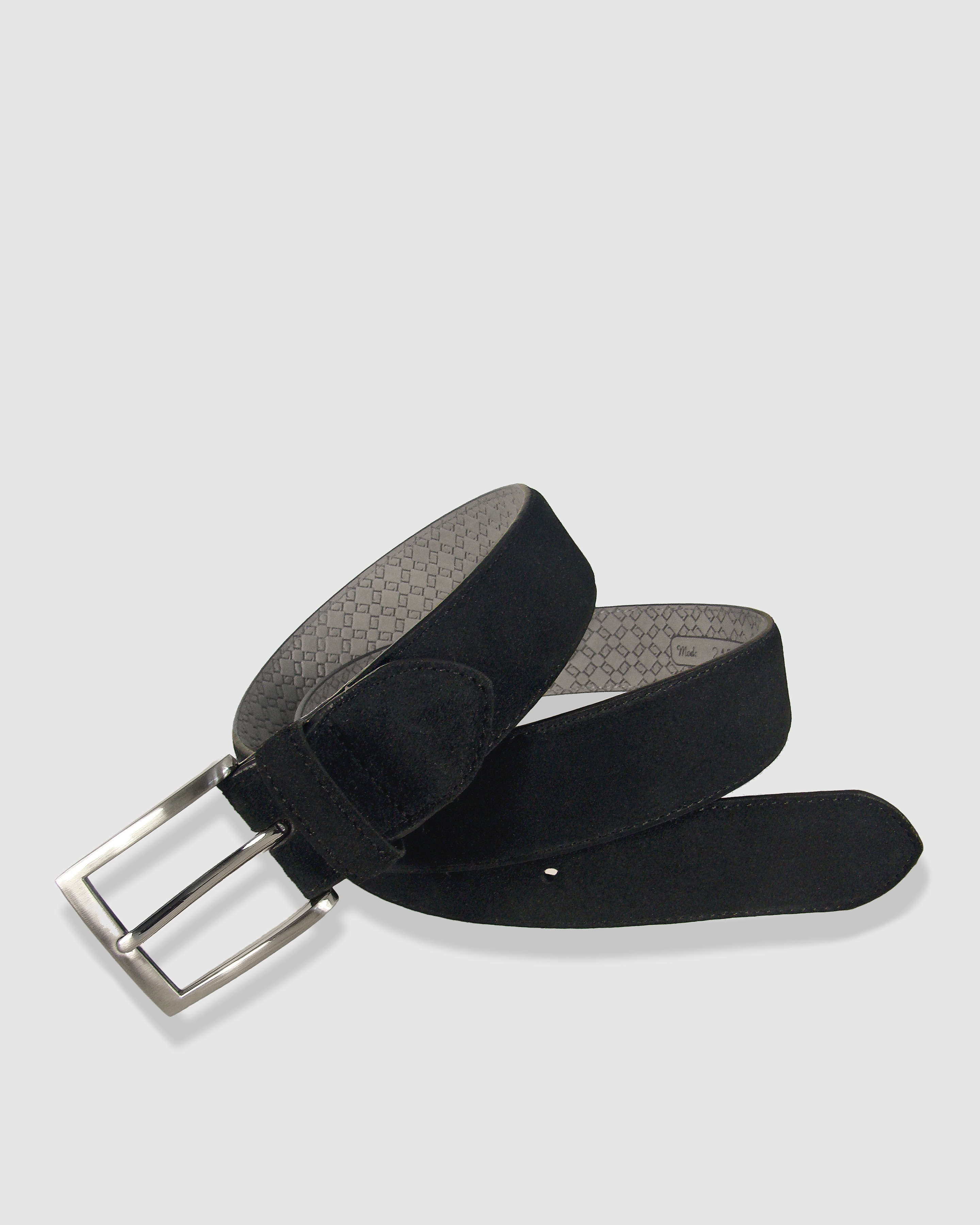 Cinturón Hombre LEYVA Piel Serraje con Hebilla Clásica - Negro Negro-1