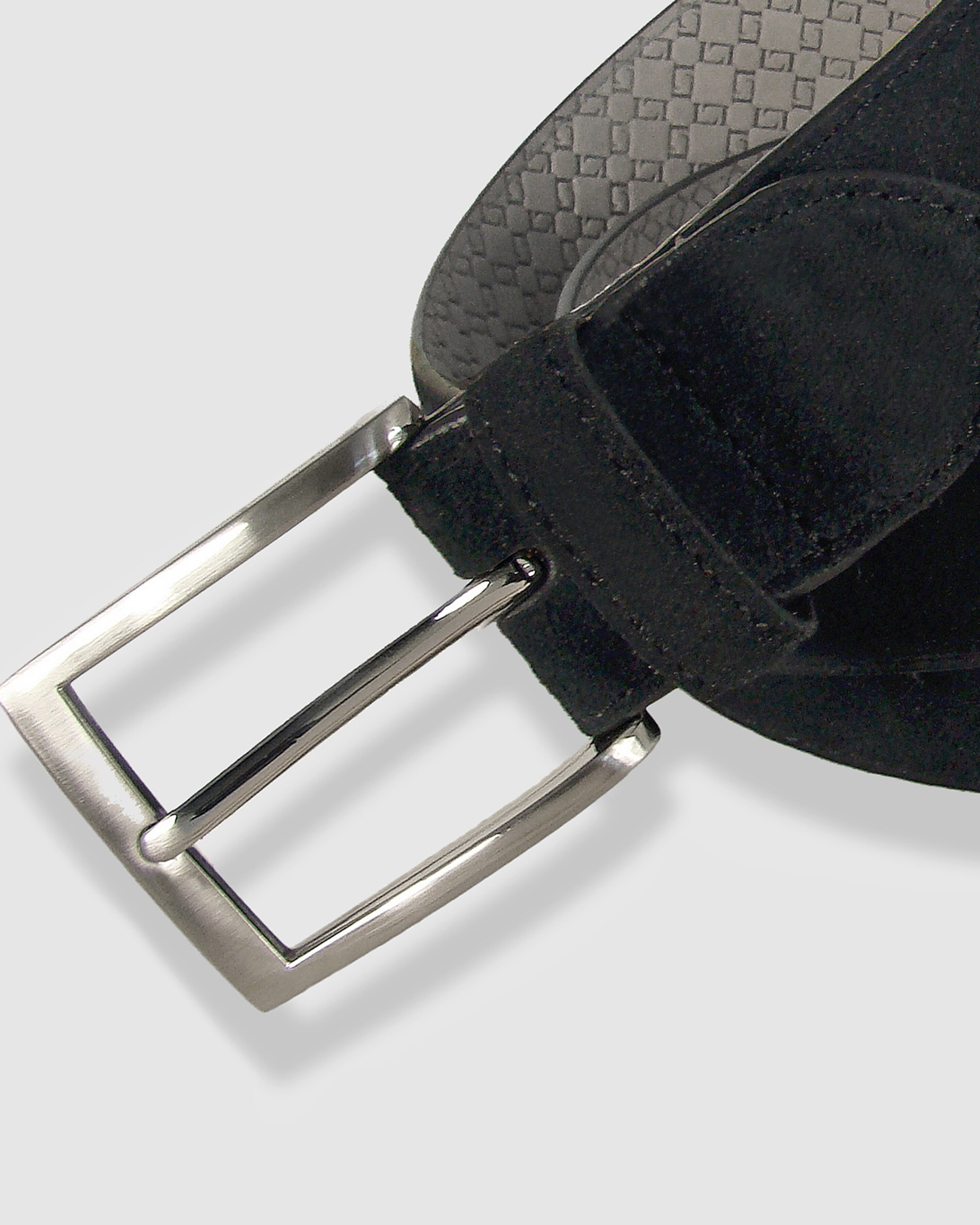 Cinturón Hombre LEYVA Piel Serraje con Hebilla Clásica - Negro Negro-2