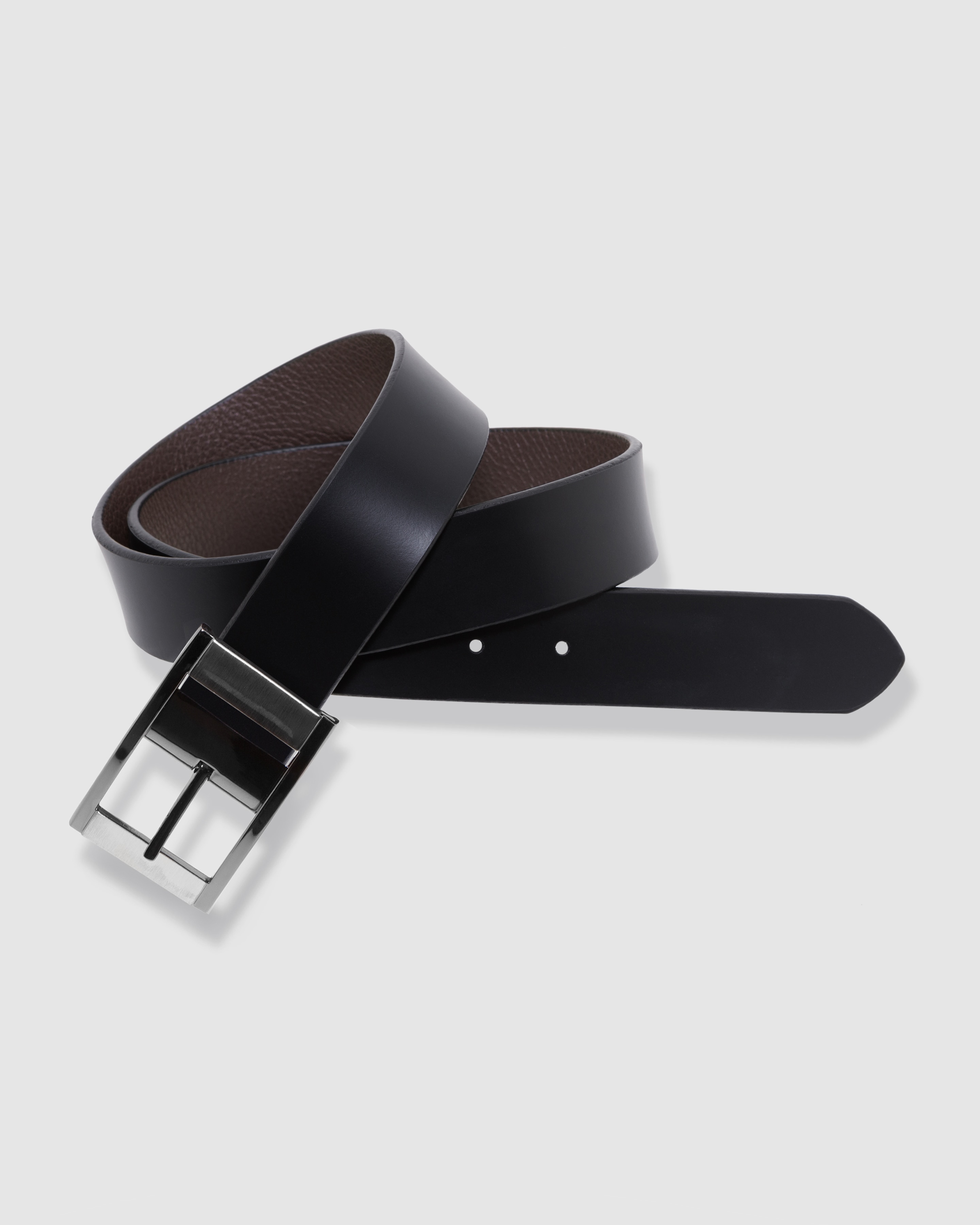 Cinturón hombre leyva plano reversible cara lisa y crispada - Negro Negro-1
