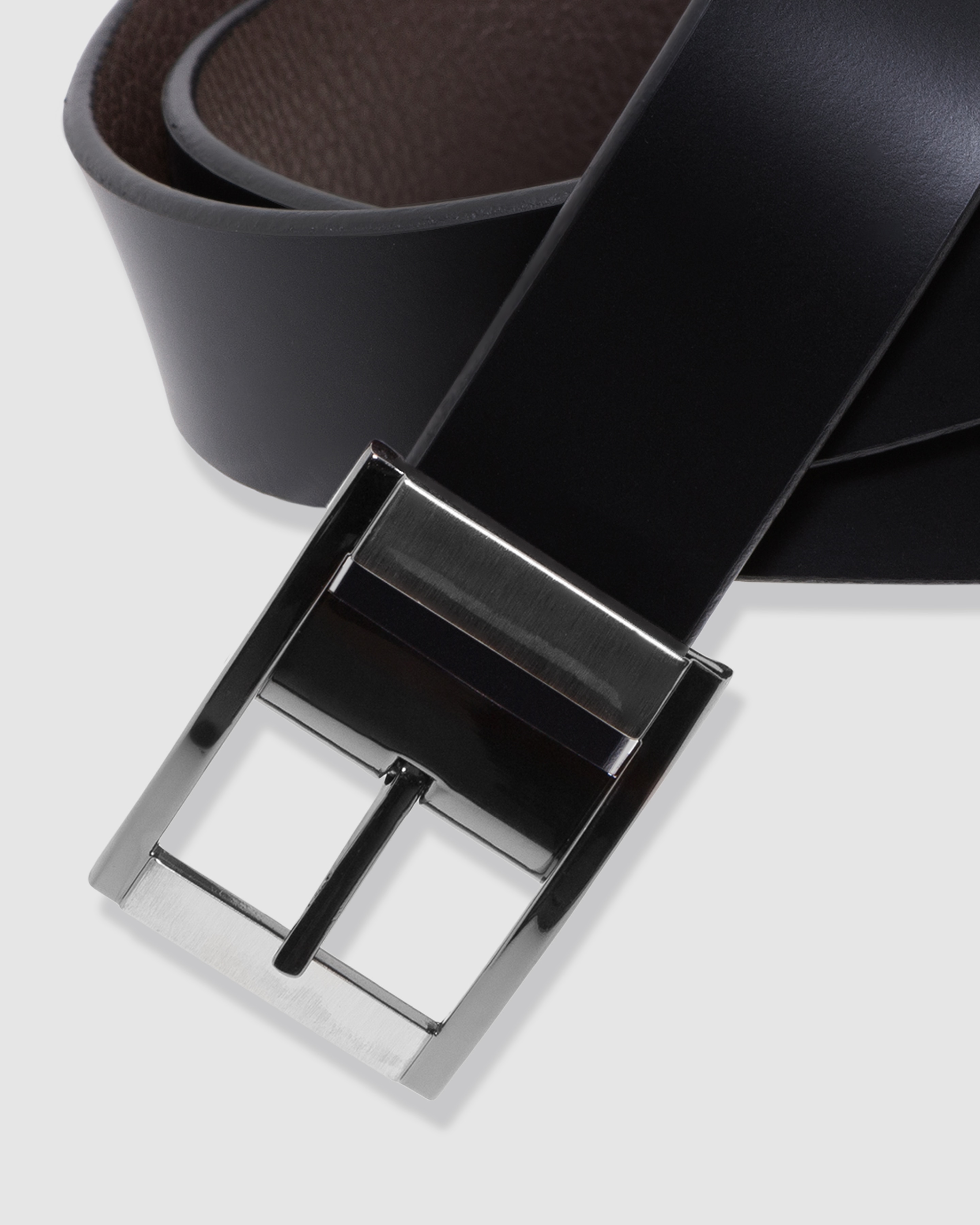 Cinturón hombre leyva plano reversible cara lisa y crispada - Negro Negro-2