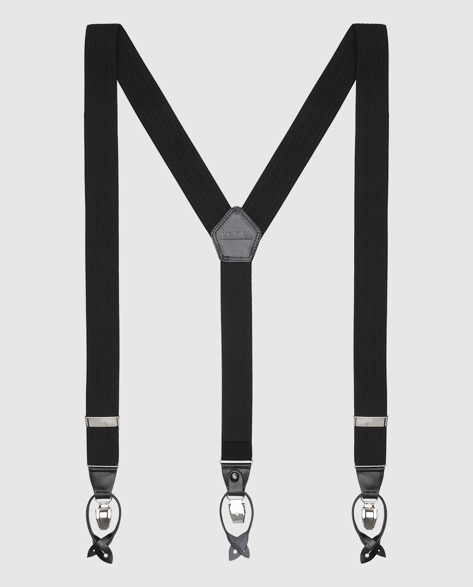 Leyva - Tirantes de hombre LEYVA en negro terminados en piel.