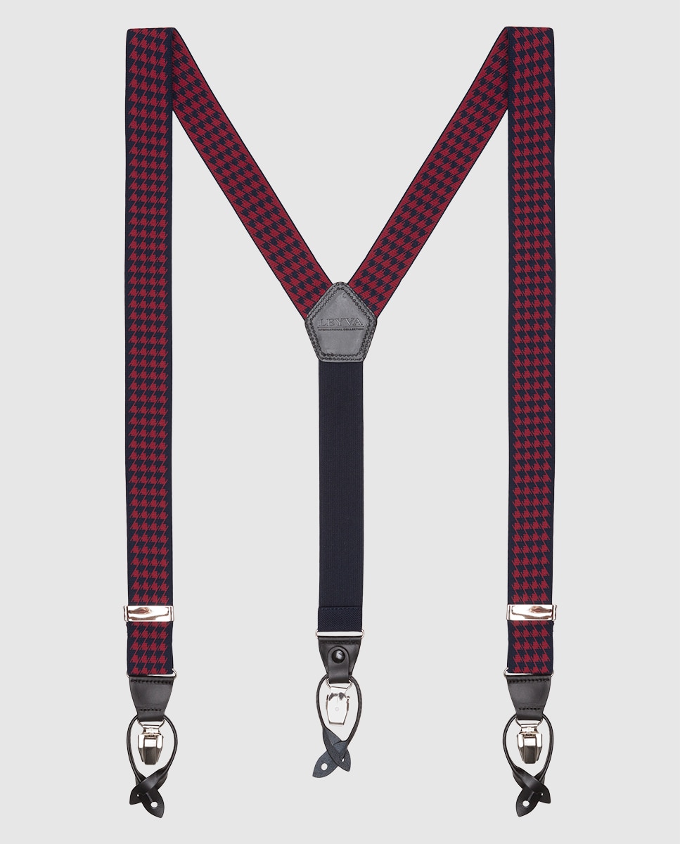 Leyva - Tirantes de hombre LEYVA elásticos con estampados rojo.