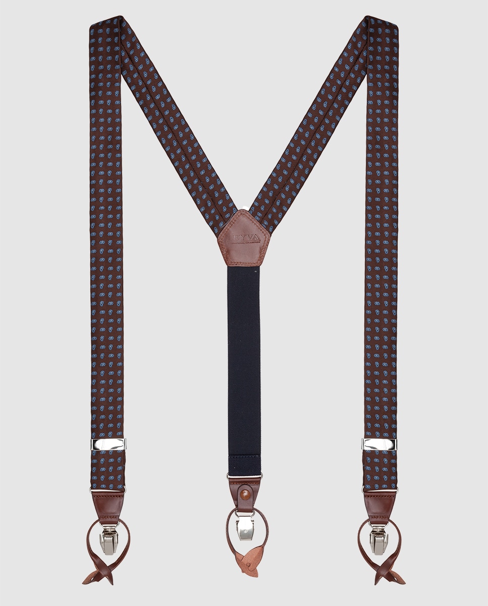 Leyva - Tirantes de hombre LEYVA marrones con estampado marrón.