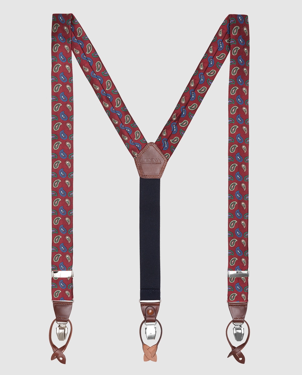 Leyva - Tirantes de hombre LEYVA en granate con estampado paisley.