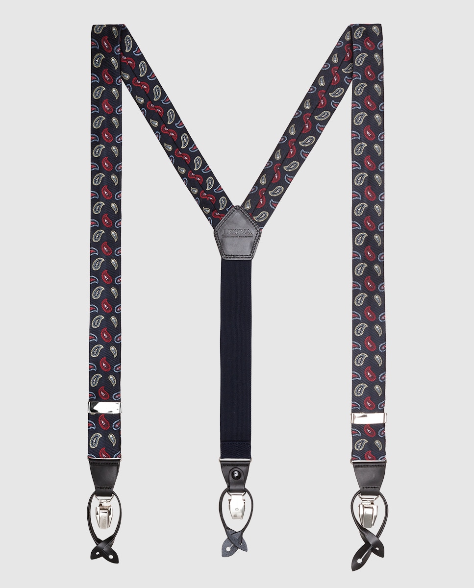 Leyva - Tirantes de hombre LEYVA en granate con estampado paisley.