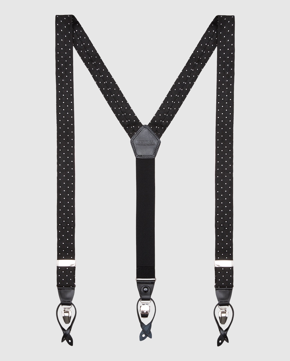 Leyva - Tirantes de hombre LEYVA en negro con lunares.