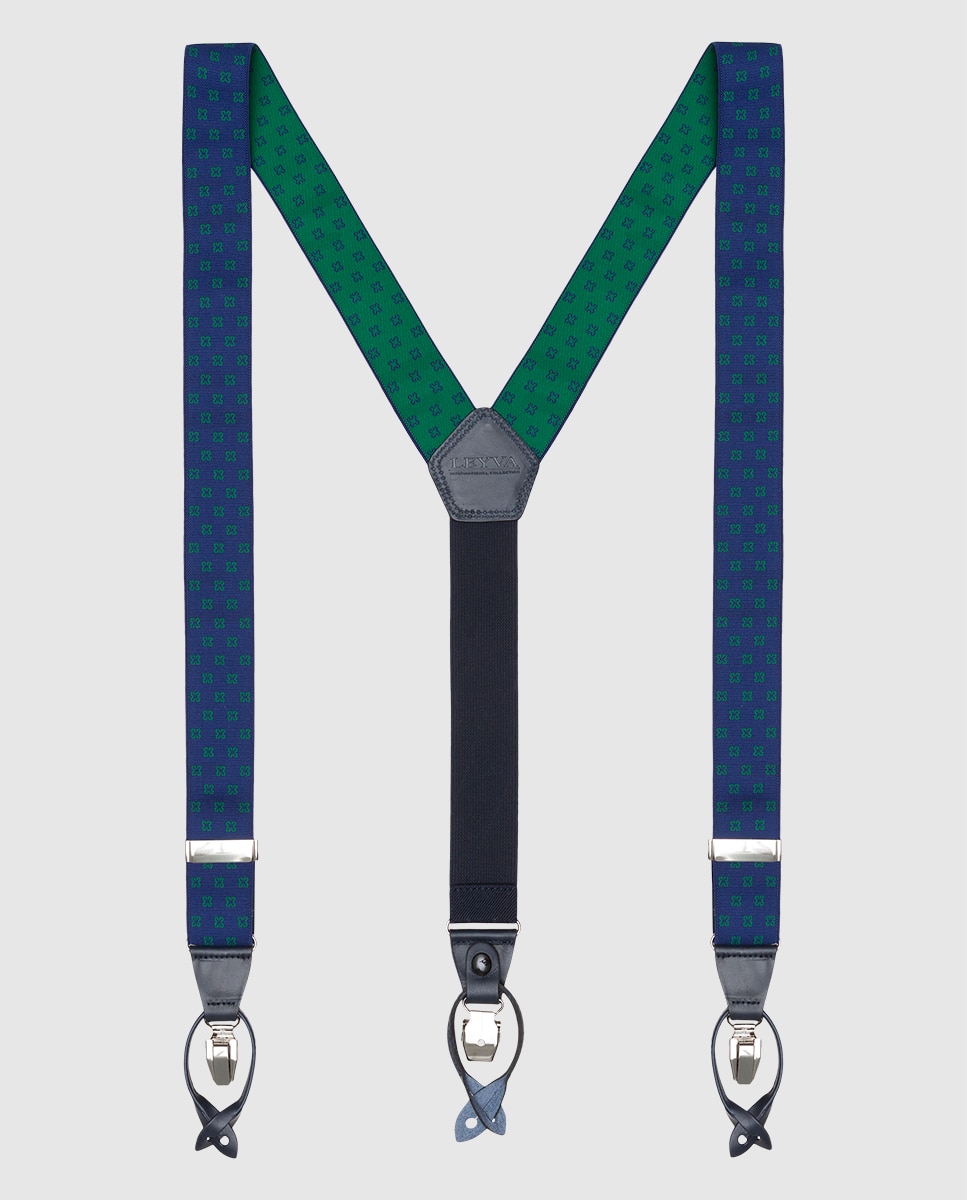 Leyva - Tirantes de hombre LEYVA con cruces en azul y verde.