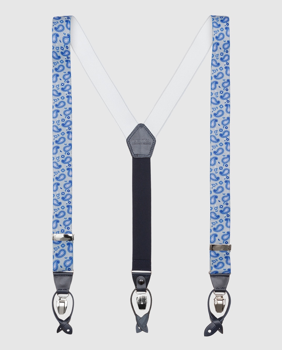 Leyva - Tirantes de hombre LEYVA en gris con estampado paisley.