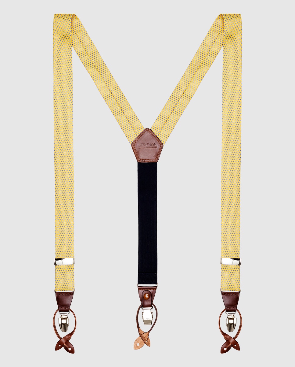 Leyva - Tirantes de hombre LEYVA amarillos terminados en piel.