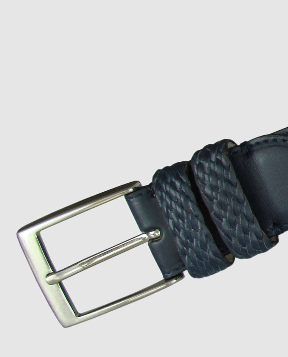 Cinturón hombre leyva piel de vaquetilla con detalle trenzado - Azul marino Azul marino-2