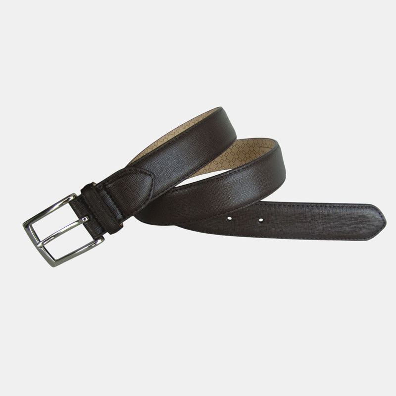 Cinturón Hombre LEYVA Piel Saffiano con Acabado Texturizado - Marrón Marrón-1