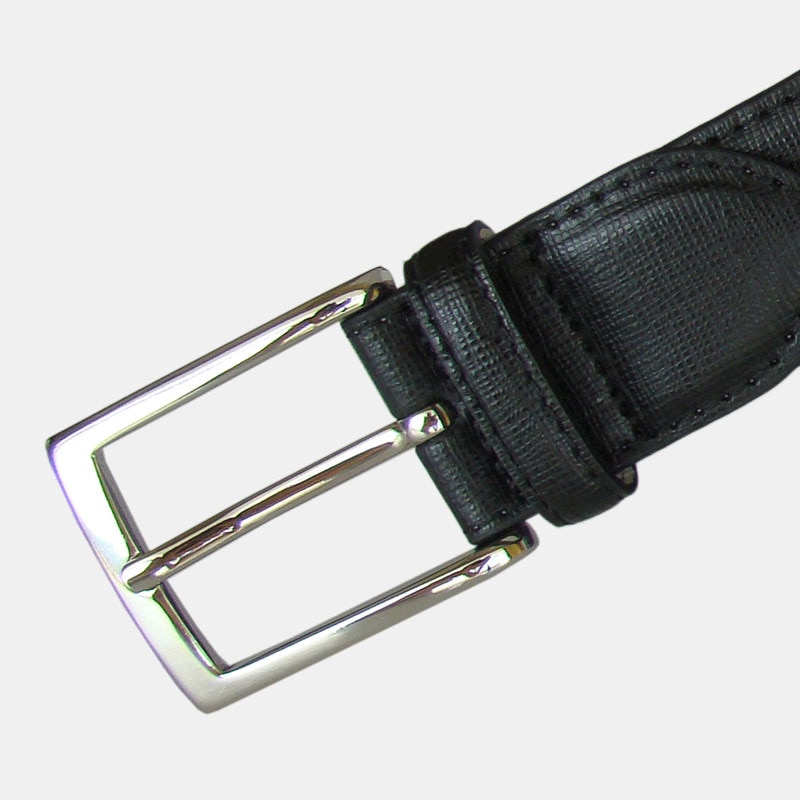 Cinturón Hombre LEYVA Piel Saffiano con Acabado Texturizado - Negro Negro-2