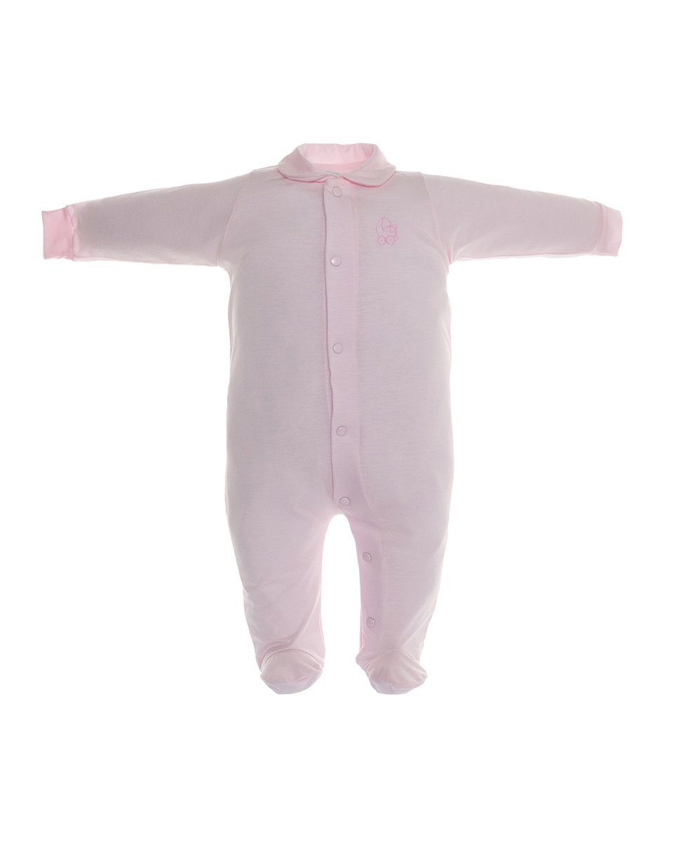 Imagen 1 de Pijama de bebé liso con abertura frontal Rosa