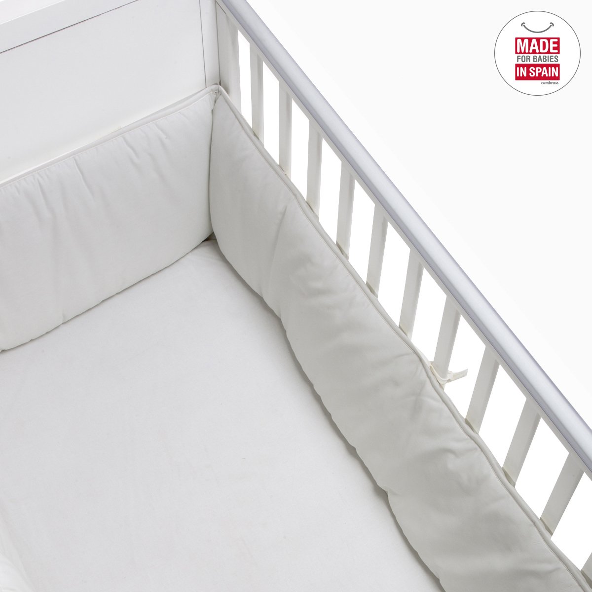 Imagen 2 de Protector para cuna (60x120 cm) Cambrass Liso E - Blanco roto Blanco roto