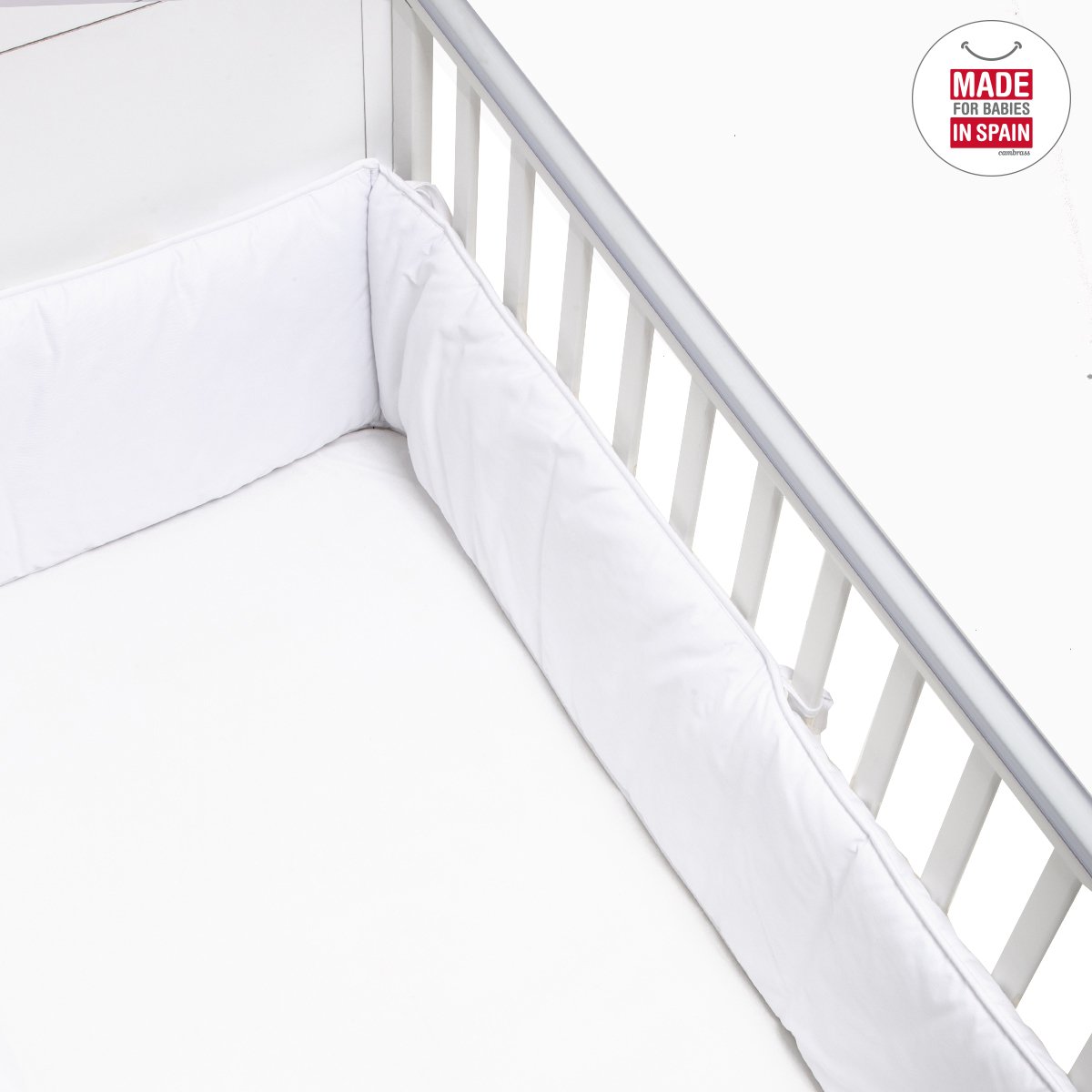 Protector para cuna (60x120 cm) Cambrass Liso E - Blanco Blanco-2